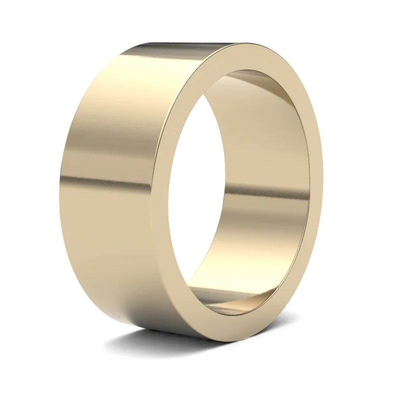 9ct Yellow Gold Standard Weight Flat Profile Mirror Finish Wedding Ring