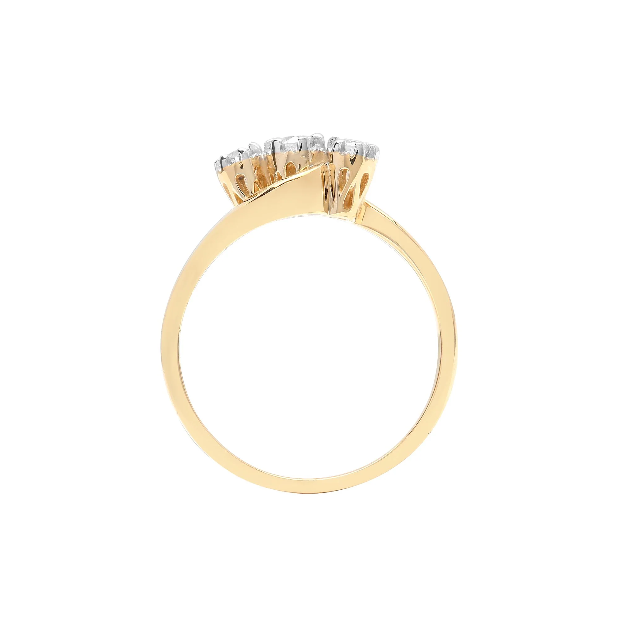 9ct Yellow Gold Trilogy Natural Diamond Ring - Image 2
