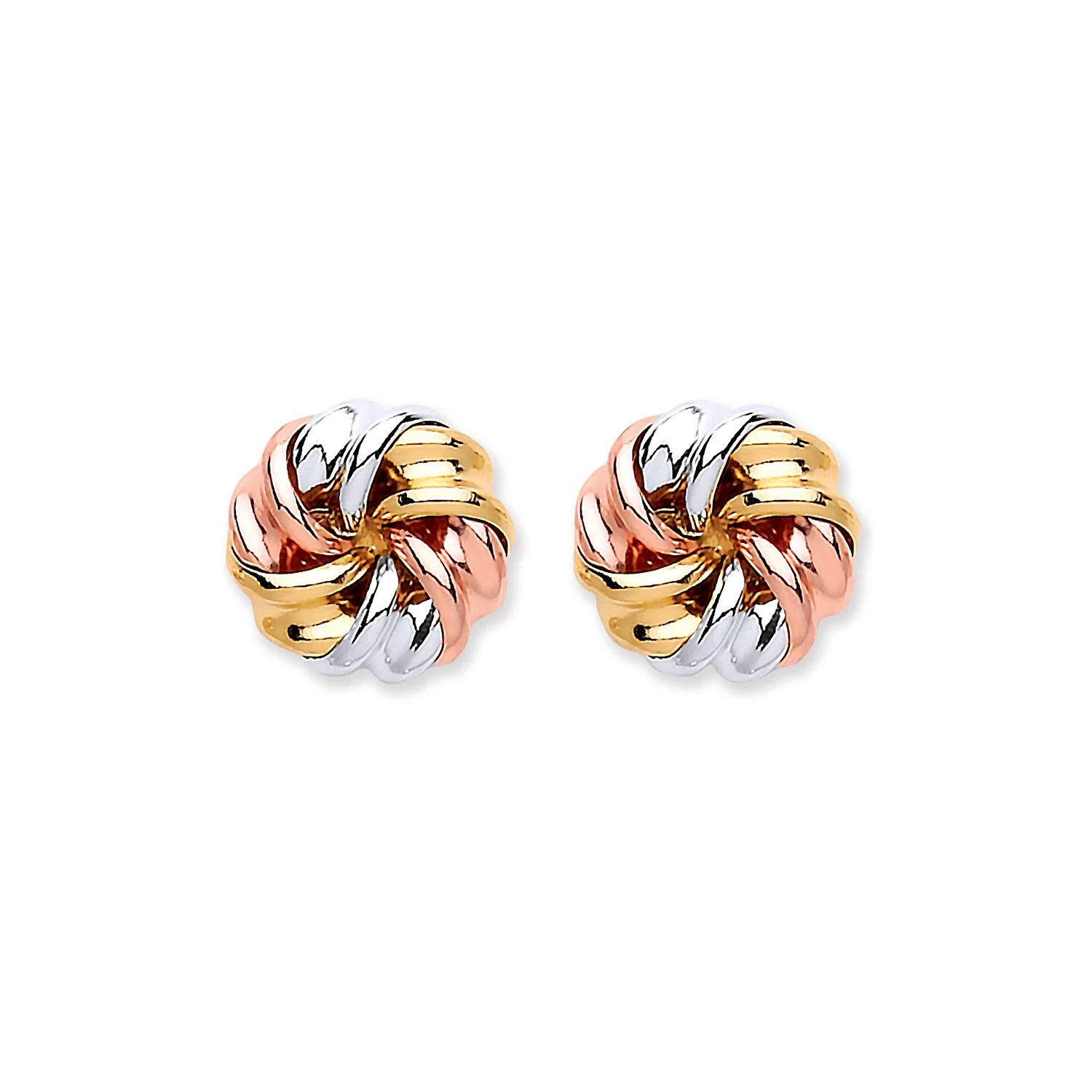 9ct Yellow, White & Rose Gold Tight Knot Studs - 9ct Gold - Image 2
