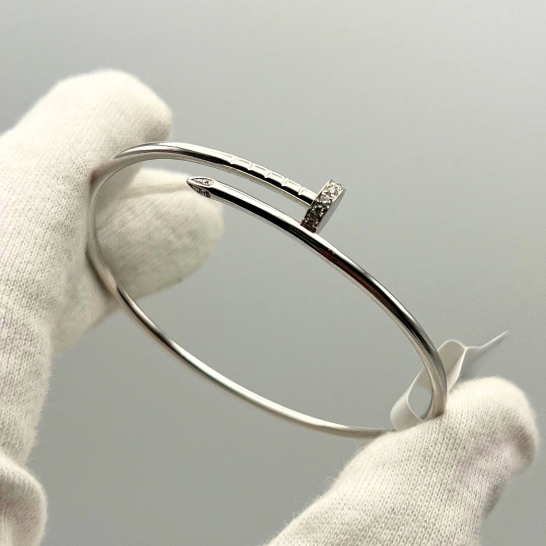 Cartier Juste Un Clou Diamond Tip Small Bracelet 18K White Gold - Image 4