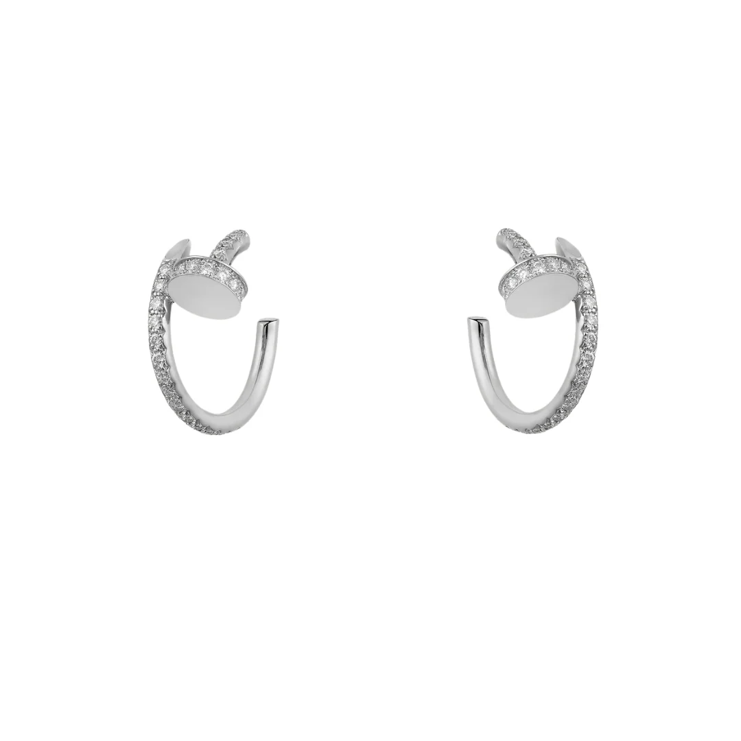 Cartier Juste Un Clou Hoop Earrings Small Paved Diamonds 18ct Gold - Image 2