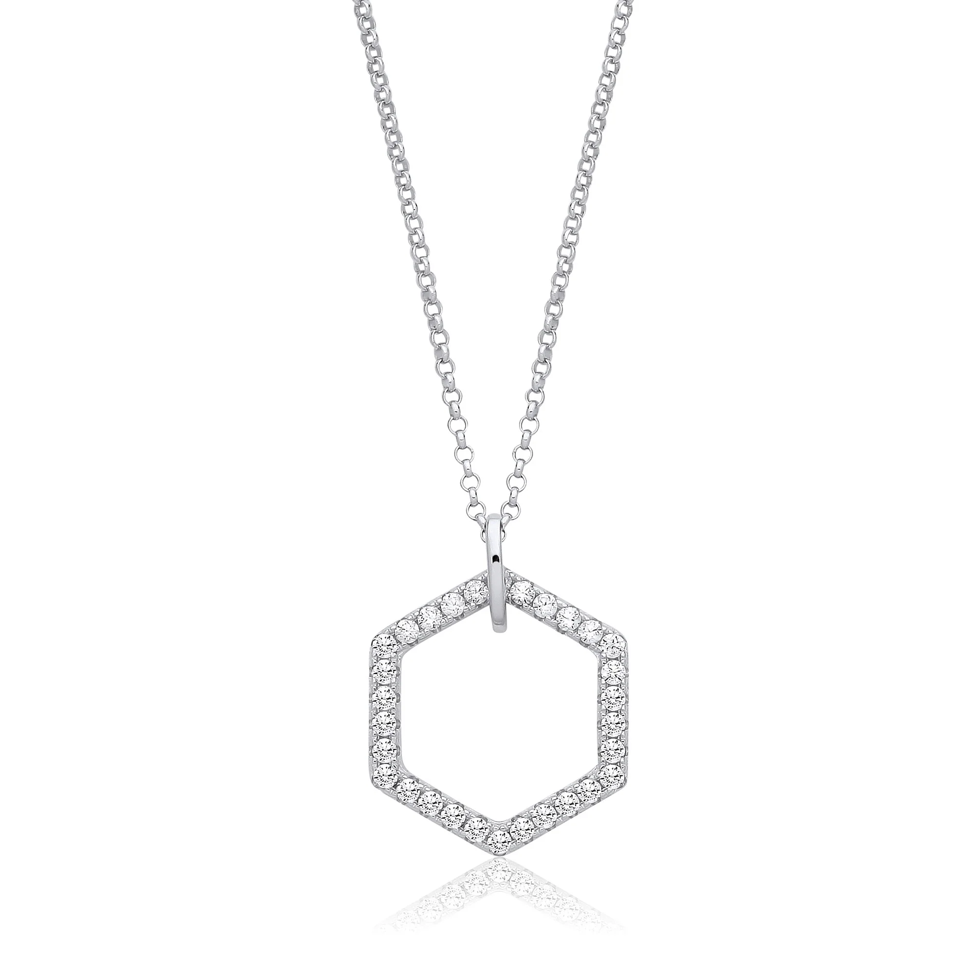 Honeycomb Drop Silver Necklace - Silver - Image 2