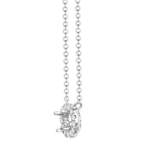 Lab 18ct White Gold 0.12ct Diamond Halo Pendant with 16"-18" Chain Extender set with a 0.50ct G SI1 Diamond - Image 2