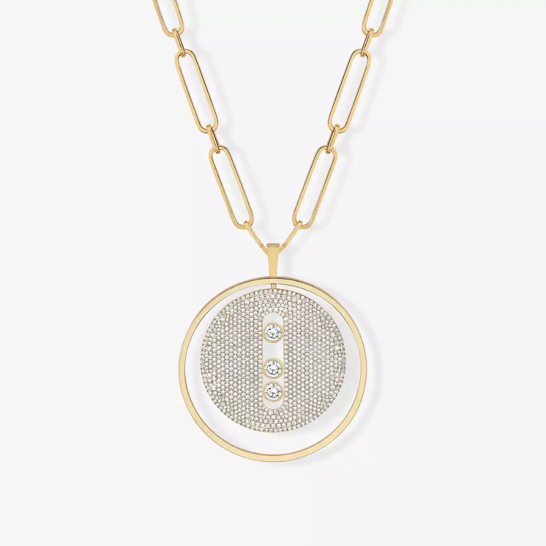 Lucky Move Long Diamond Necklace Pavé LM 18ct Gold