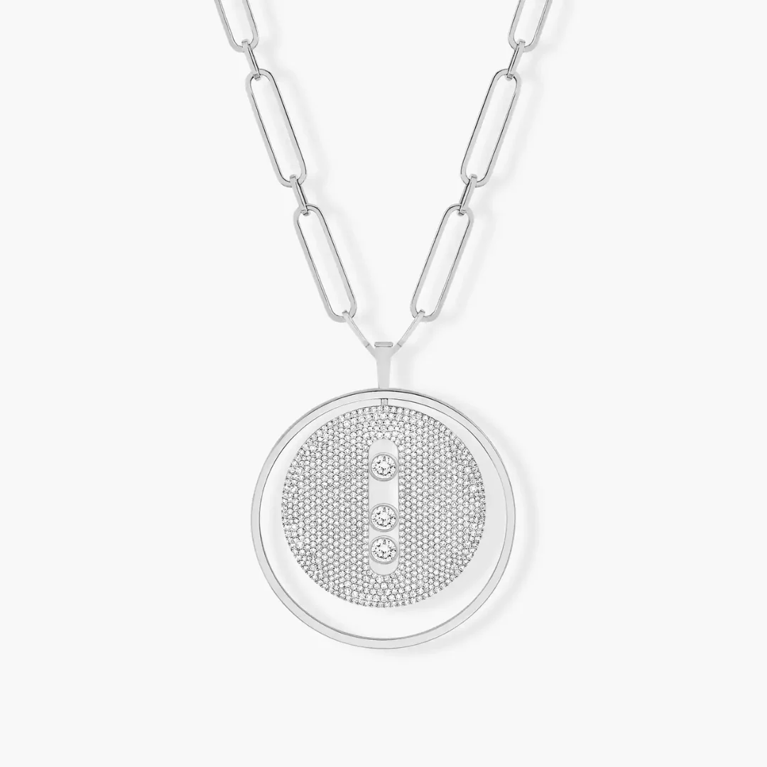 Lucky Move Long Diamond Necklace Pavé LM 18ct Gold - Image 2