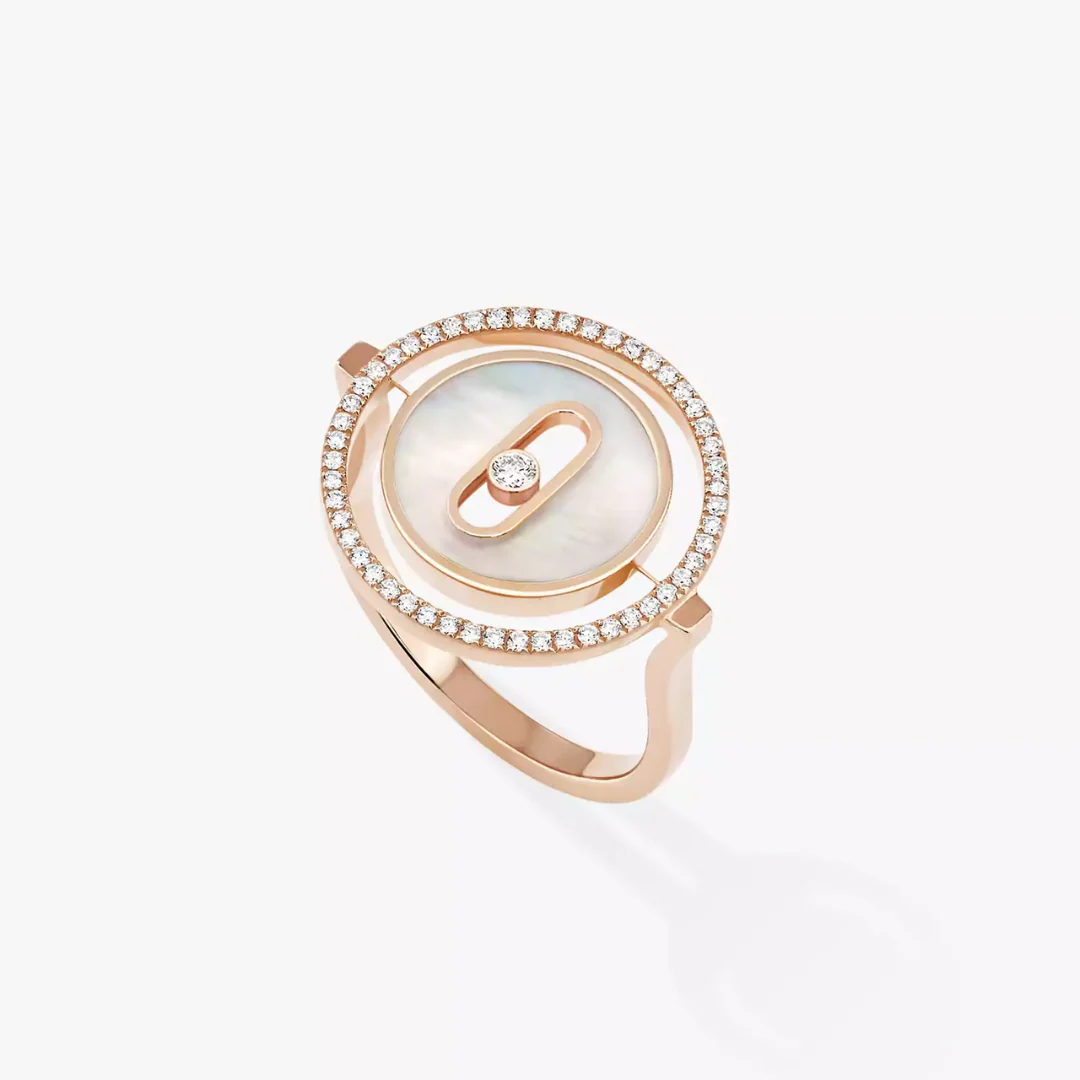 Lucky Move Small Nacre Blanche Diamond Ring 18ct Rose Gold