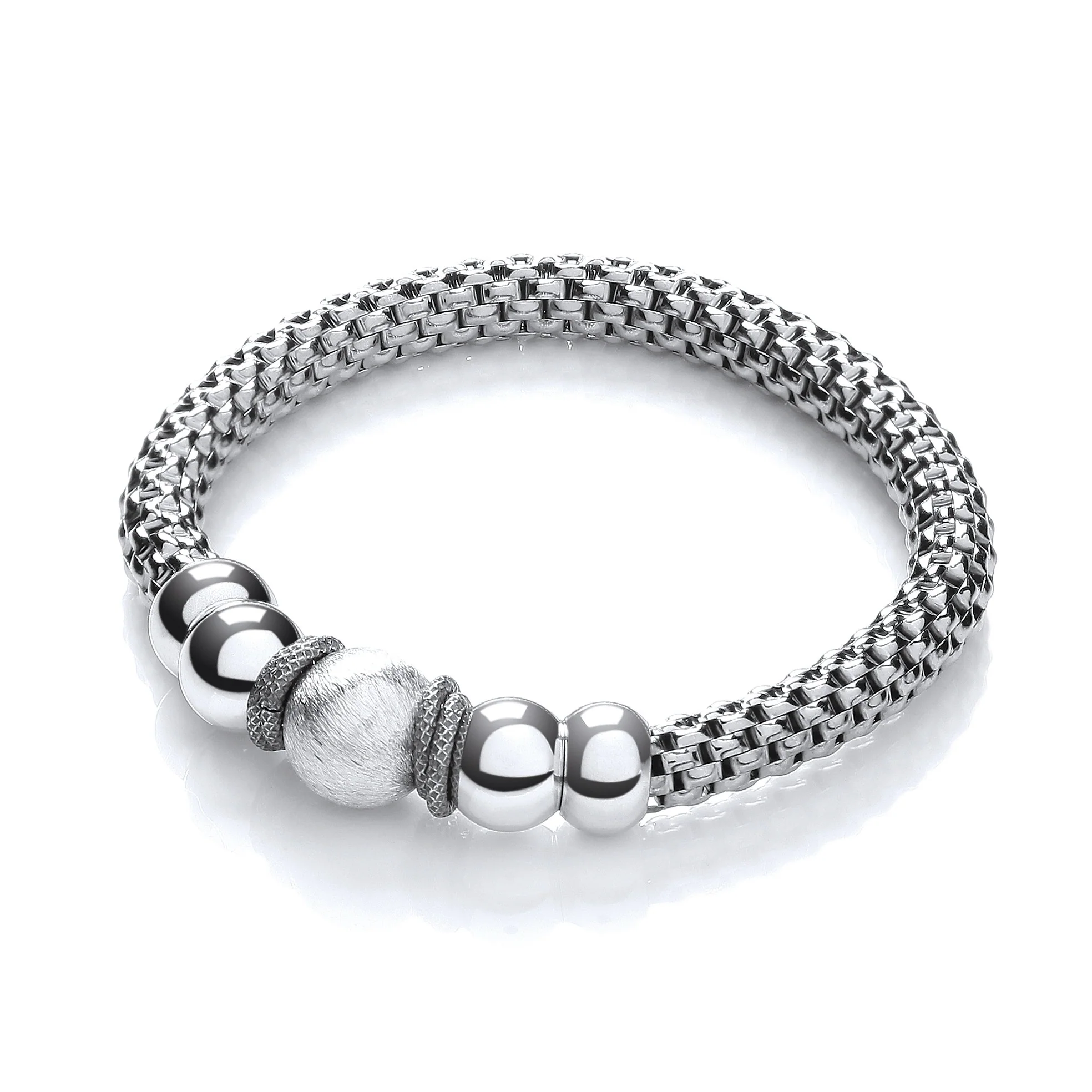Mesh Ruthenium Finish Fancy Bracelet - Silver - Image 2