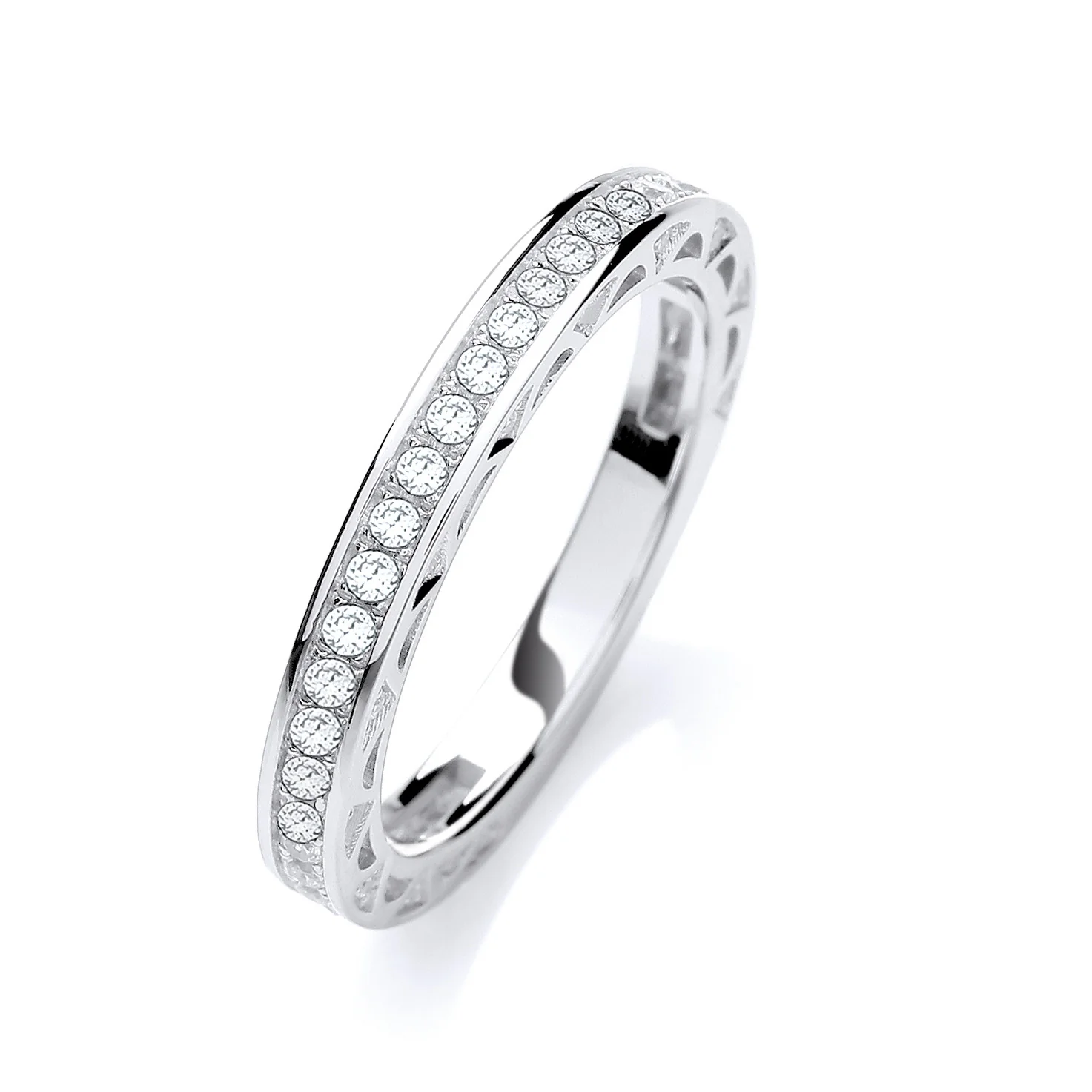 Micro Pave' 3/4 ET Ring Cubic Zirconia - Silver - Image 5