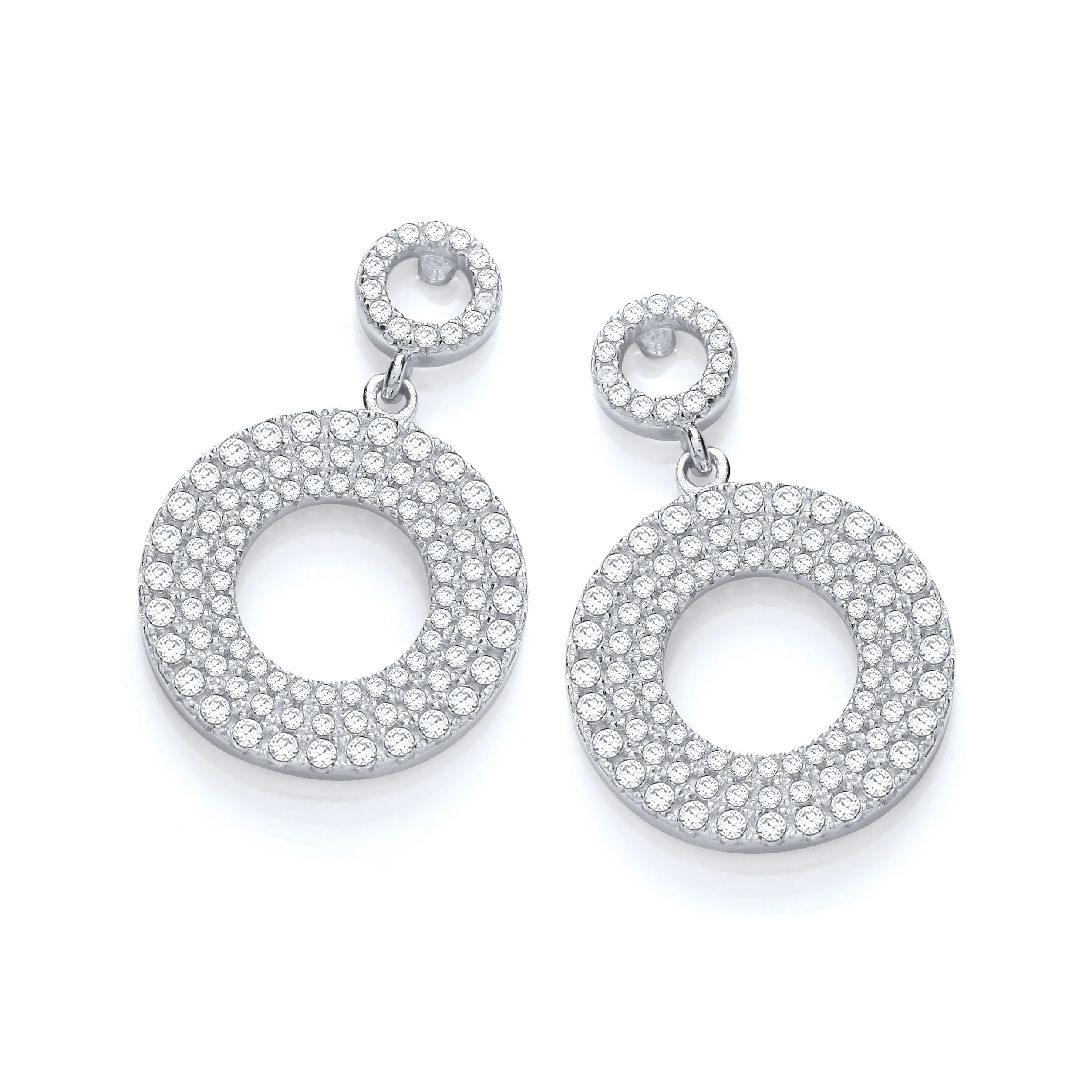 Micro Pave' Fancy Drop Earring - Silver - Image 2
