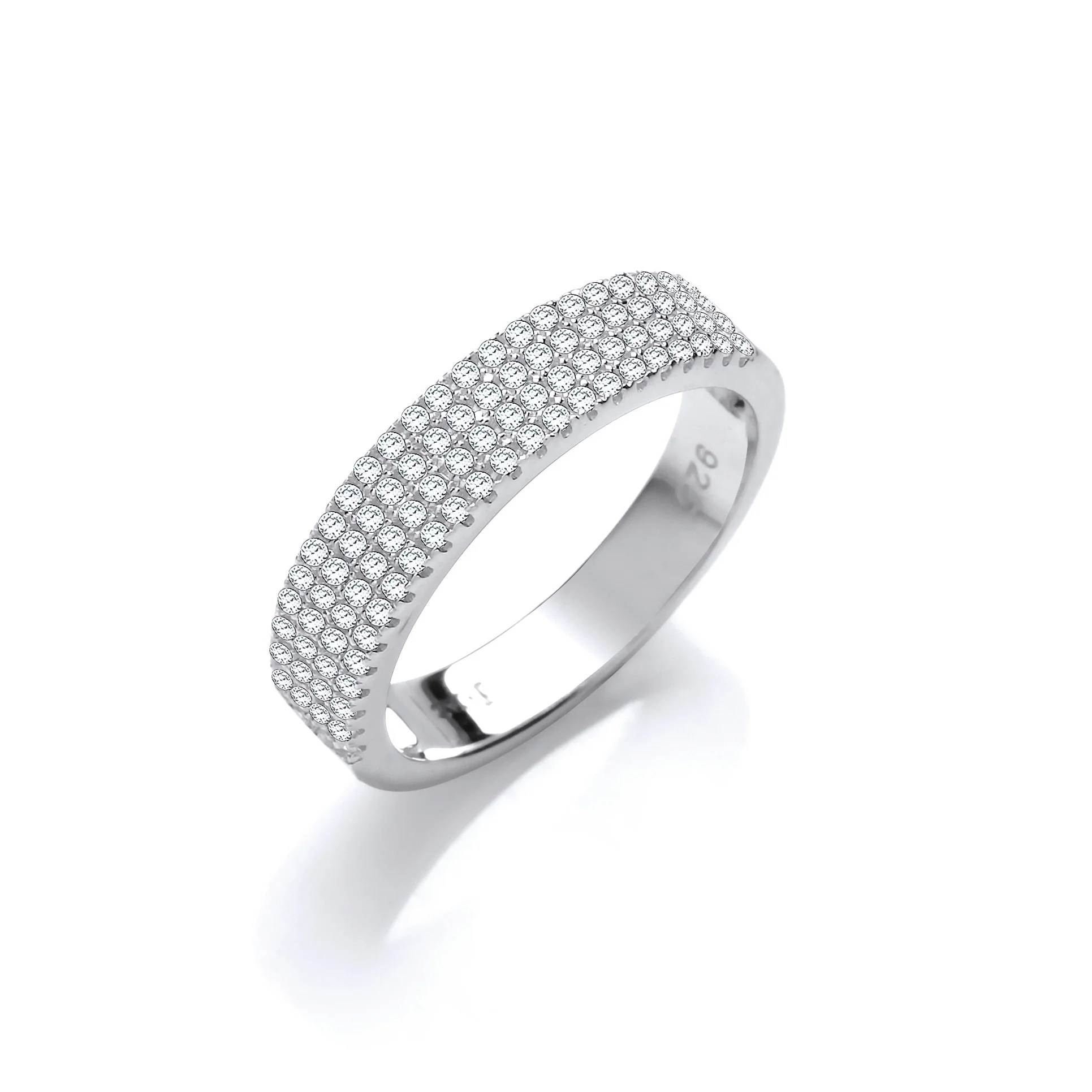 Micro Pave' Half ET Cubic Zirconia Silver Ring - Silver - Image 2