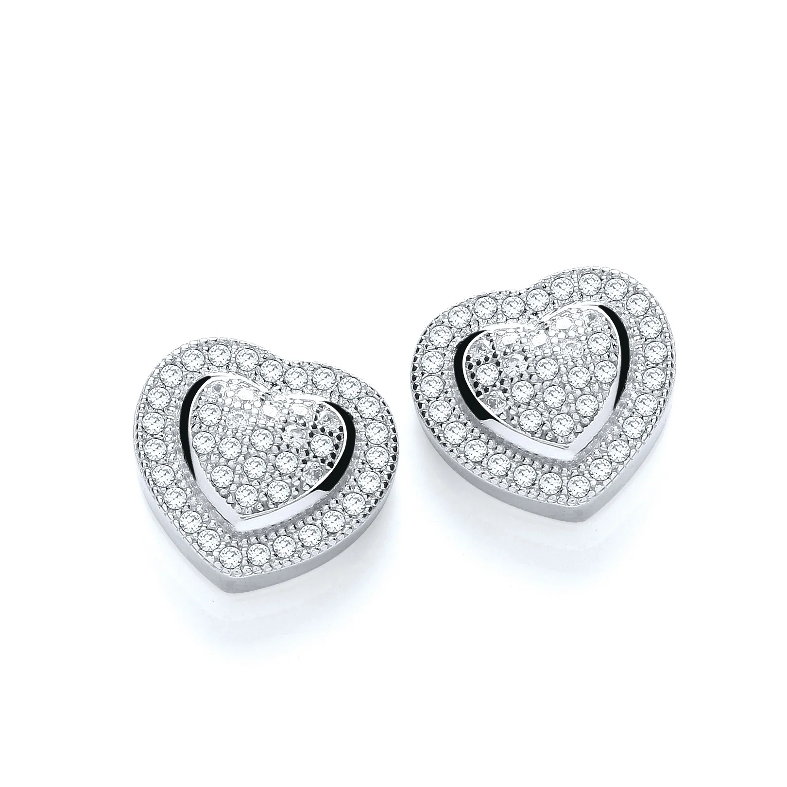 Micro Pave' Heart Stud - Silver - Image 2