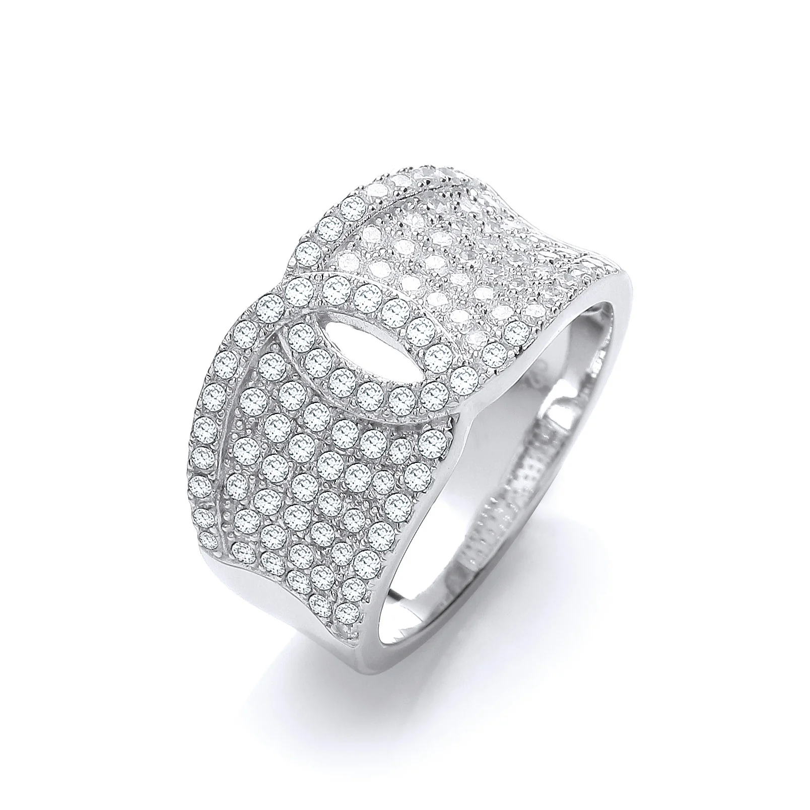 Micro Pave' White Cubic Zirconia Ring - Silver - Image 2