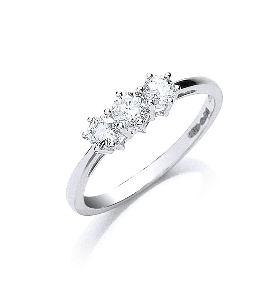 Platinum 0.50ct G/H-VS Brilliant Cut Diamond Trilogy Ring - Platinum