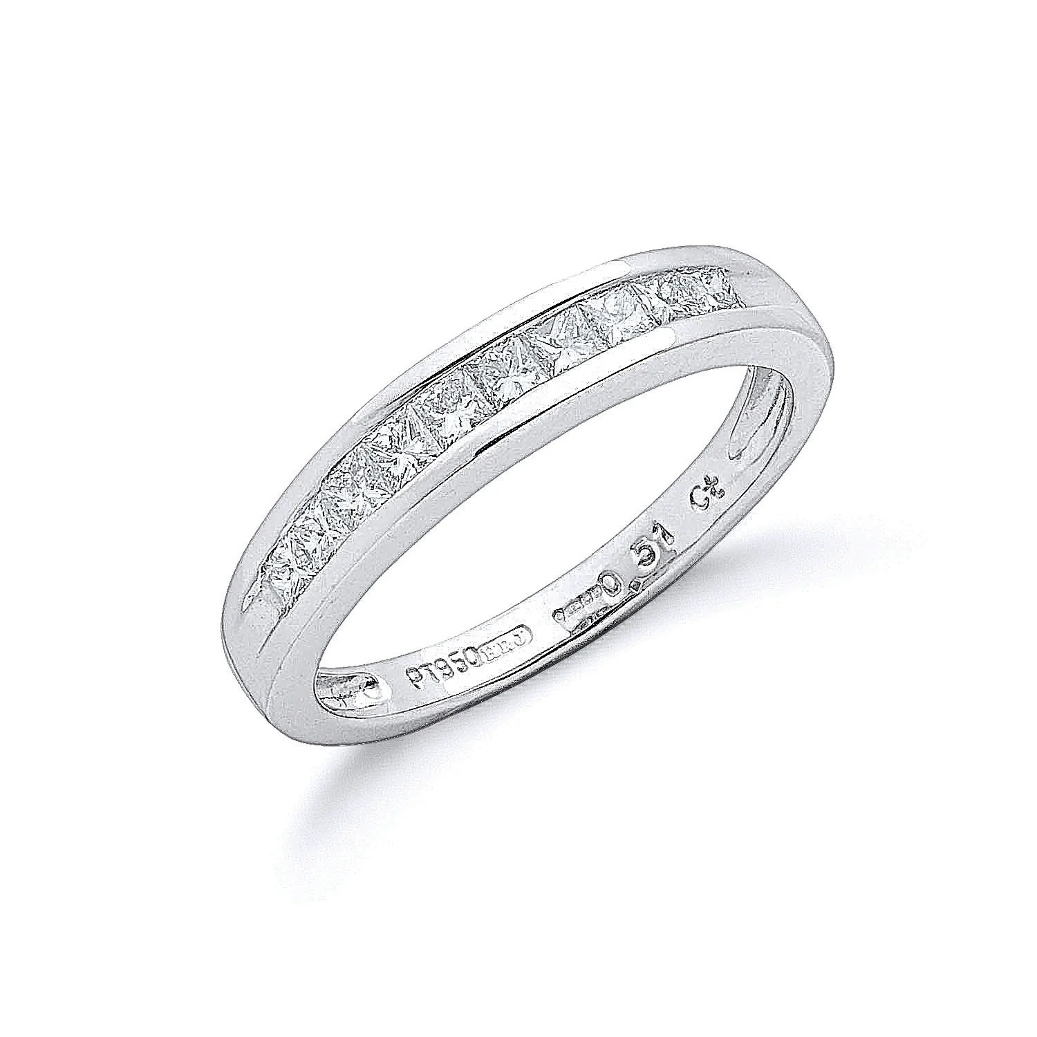 Platinum 0.50ct G/H-Vs Princess Cut Eternity Diamond Ring - Platinum