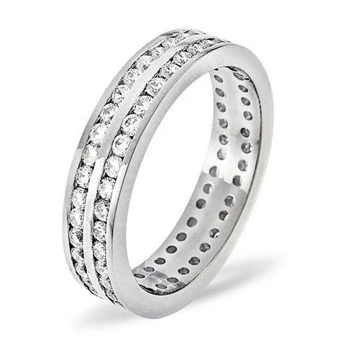 Platinum Channel Set 2 Row Full Eternity Ring Natural Diamond 1.00ct H Si
