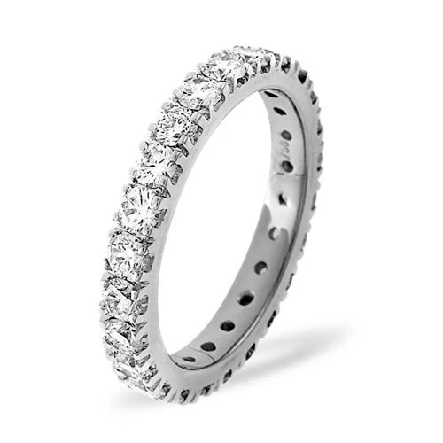 Platinum Claw Set Full Eternity Ring Natural Diamond 2.00ct H Si