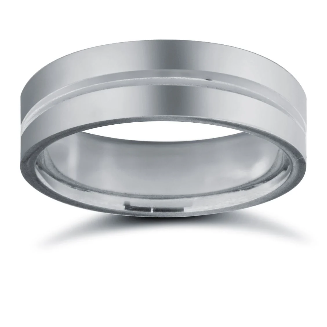 Platinum Premium Weight Flat Court Profile Centre Groove Wedding Ring