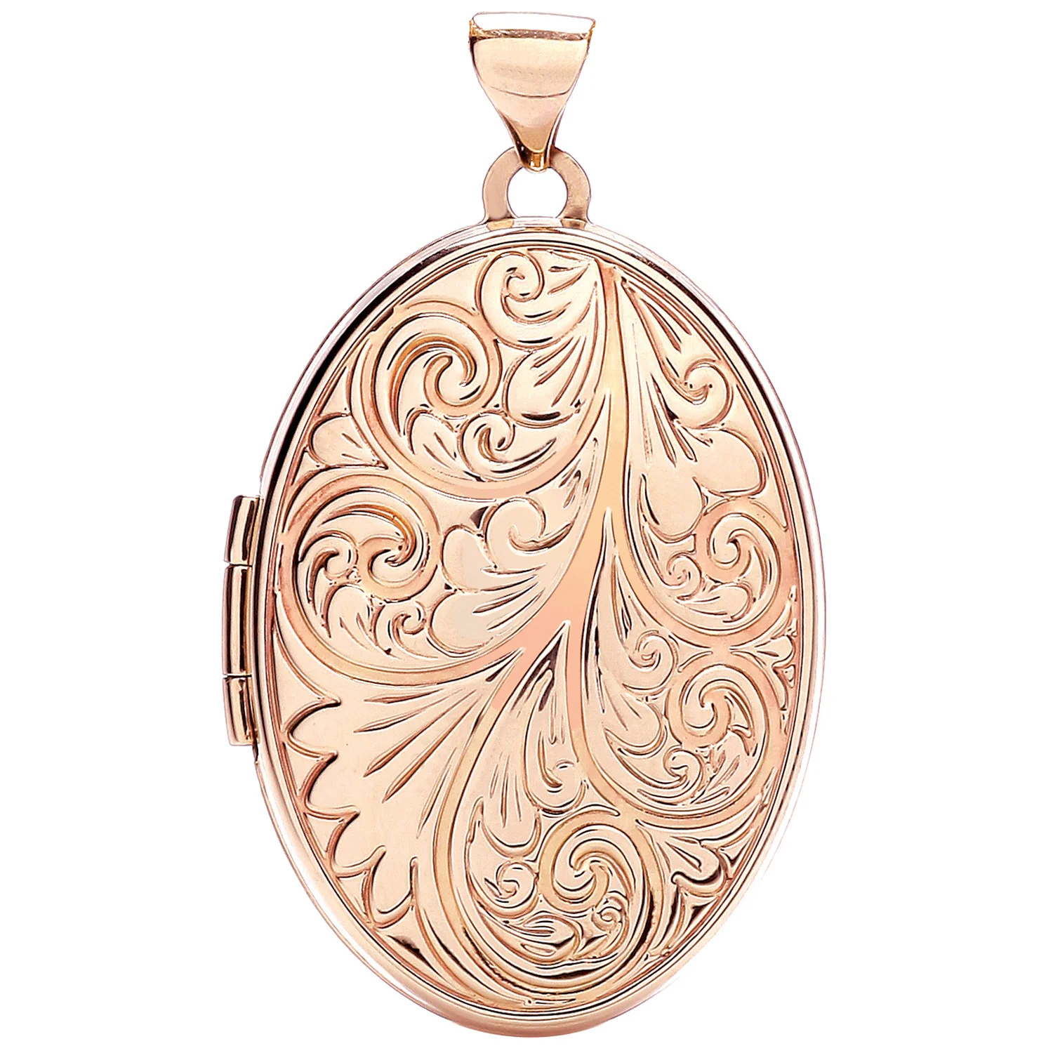 Rose Gold Oval Locket with design - 9ct Gold - Image 2