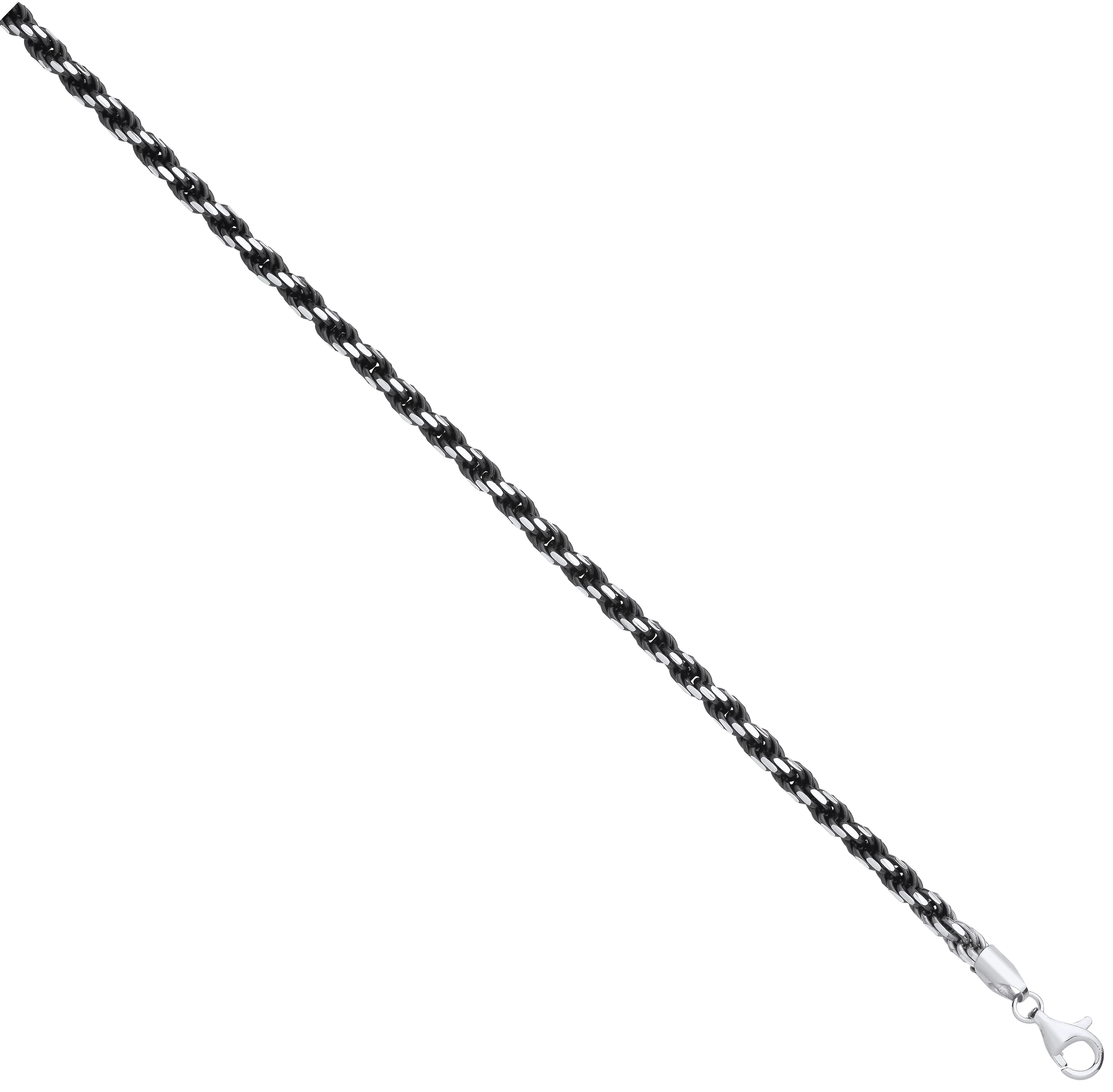 Ruthenium Plated Silver 4.6mm Rope Chain White Tips - Silver - Image 2