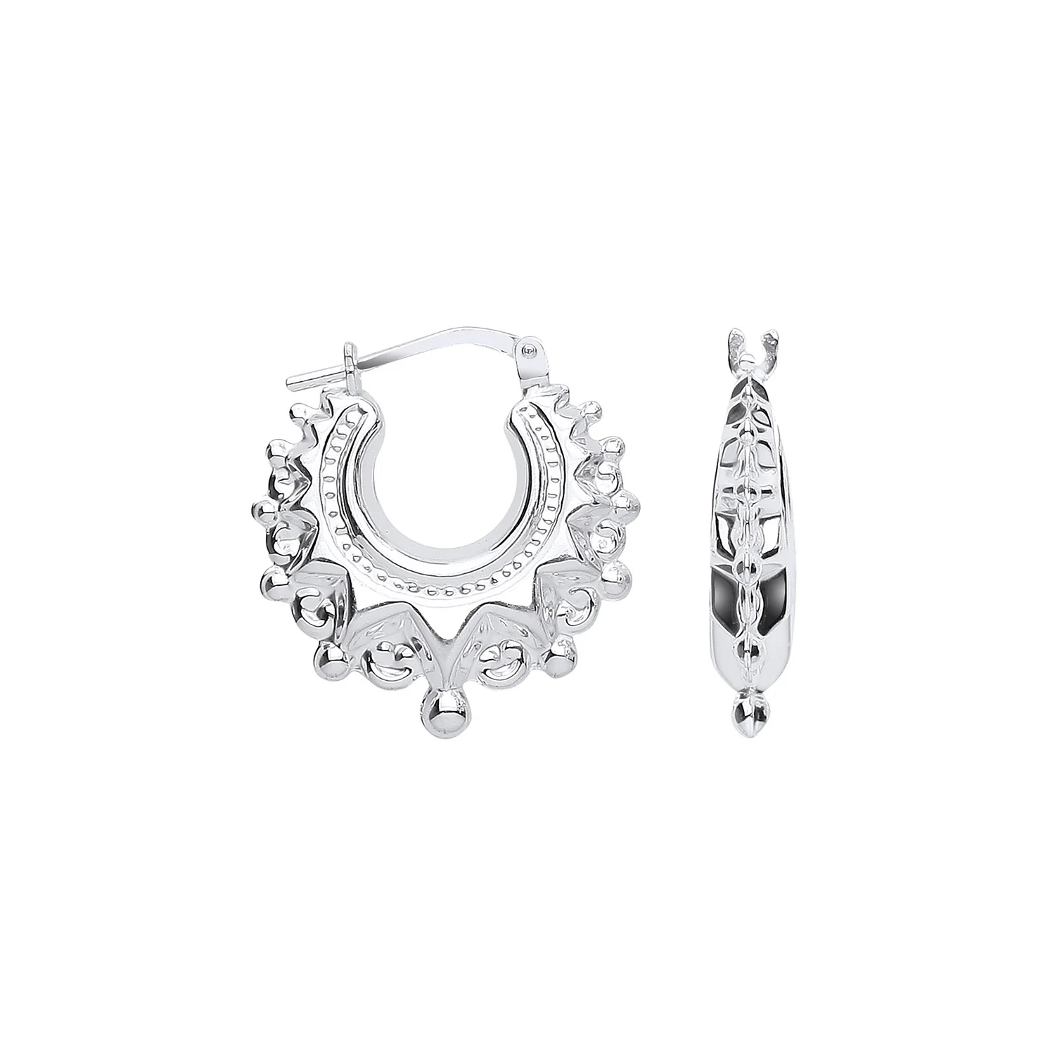 Silver 20mm Fancy Creoles - Silver - Image 2