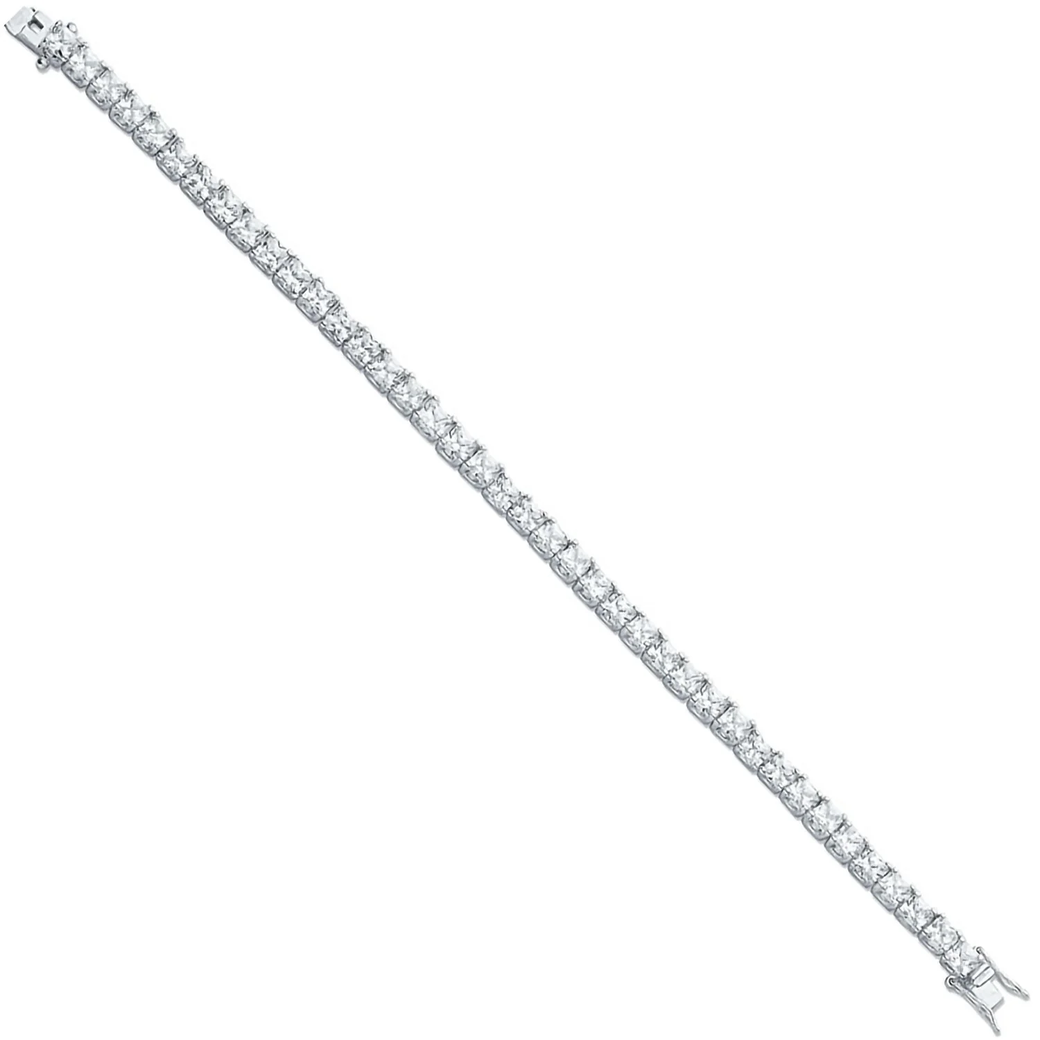 Silver 4.3mm Princess Cut Cubic Zirconia Tennis Bracelet - Silver - Image 2