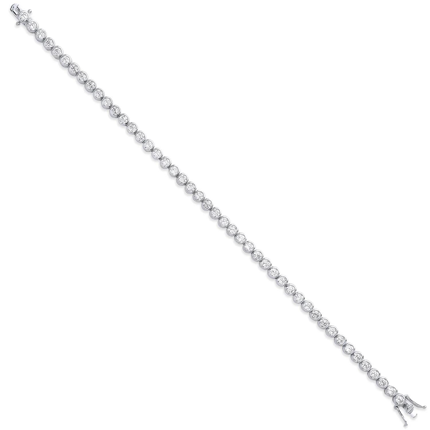 Silver 4.7mm Rubover 3.7mm Cubic Zirconia Tennis Bracelet - Silver - Image 2