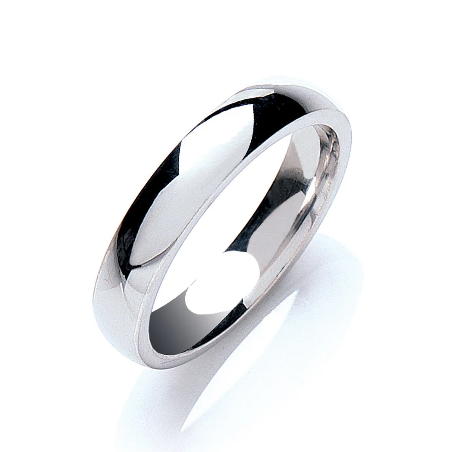 Silver 4mm Court Shape Plain Band - Silver - Image 2