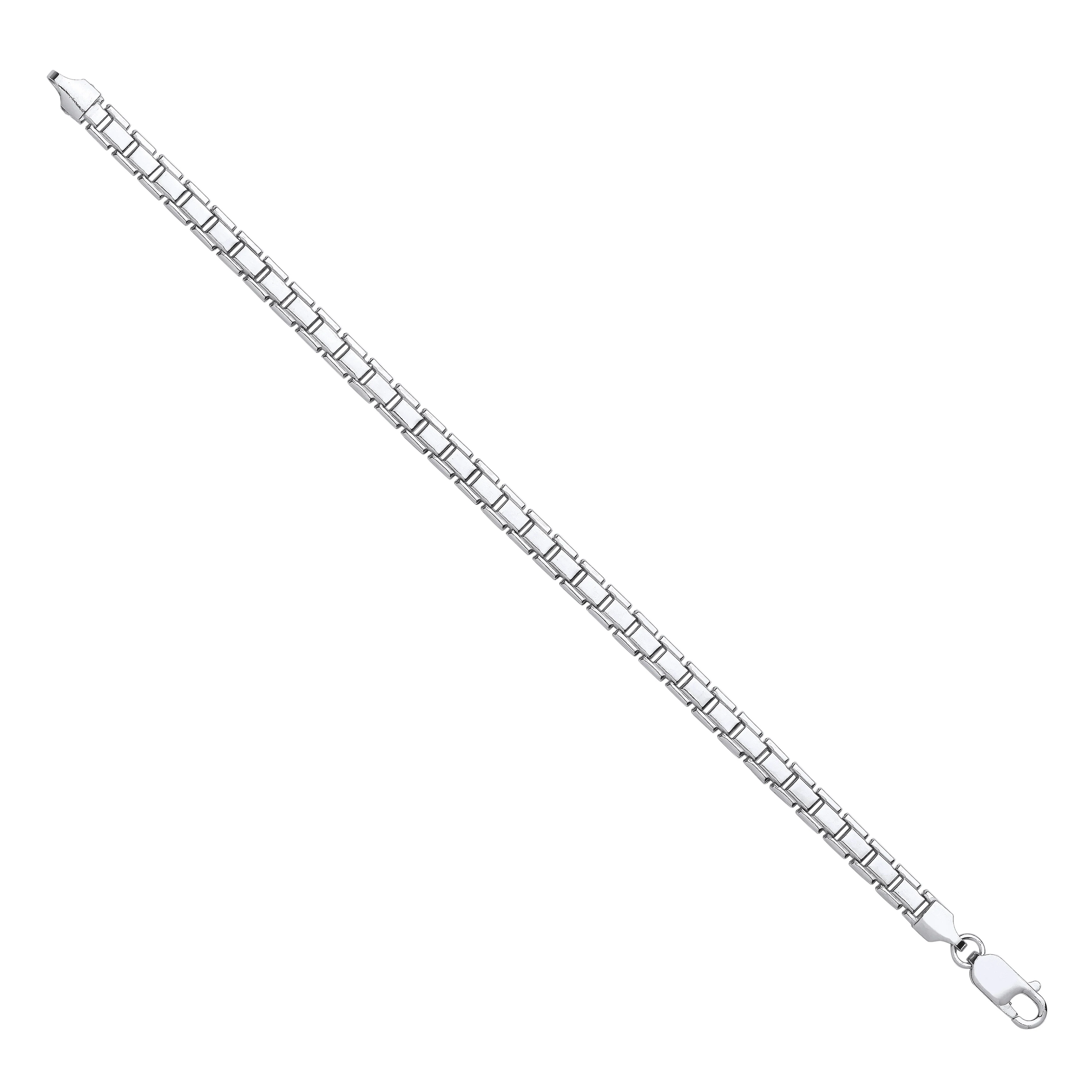 Silver 5.2mm Flat Box Link Chain Bracelet - Silver - Image 2
