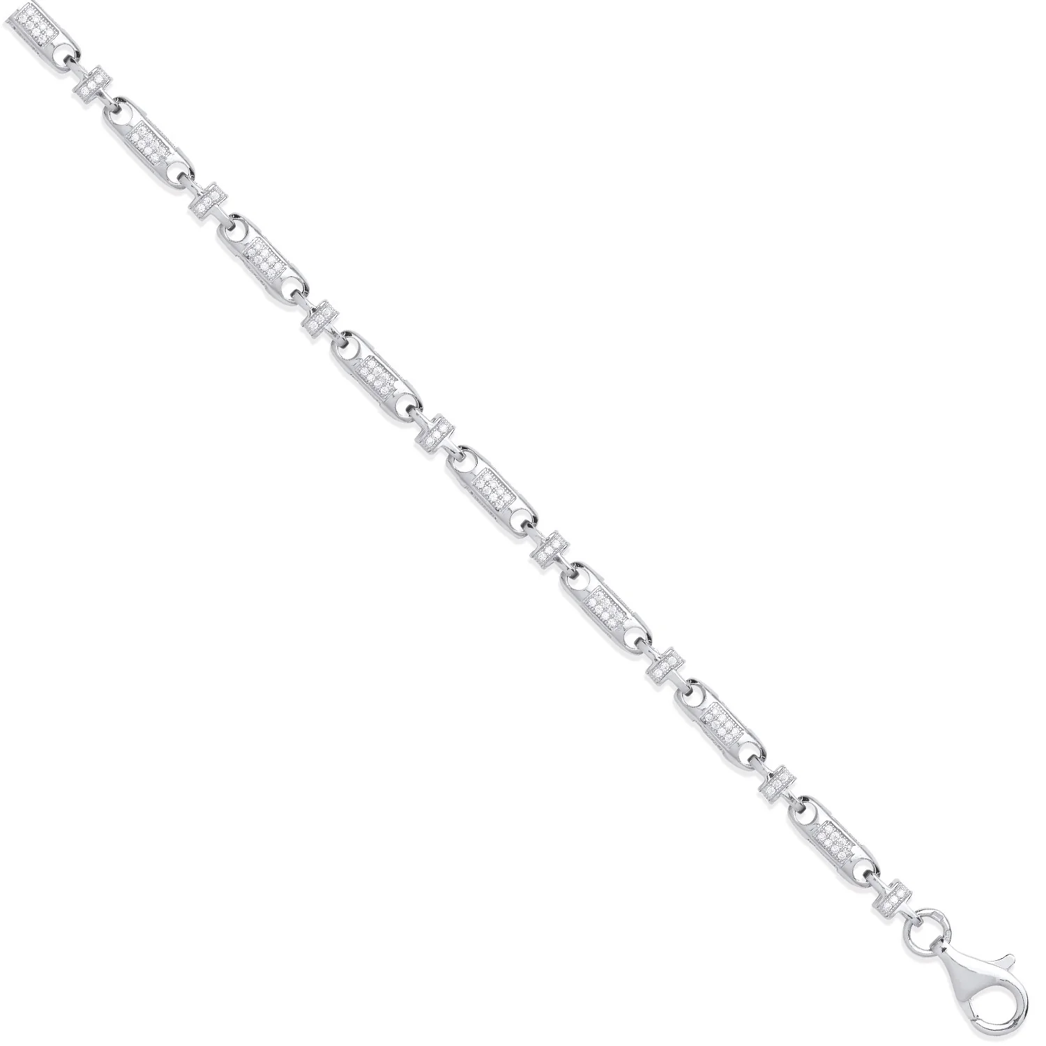 Silver 5.3mm Fancy Links Cubic Zirconia Chain/Bracelet - Silver - Image 2
