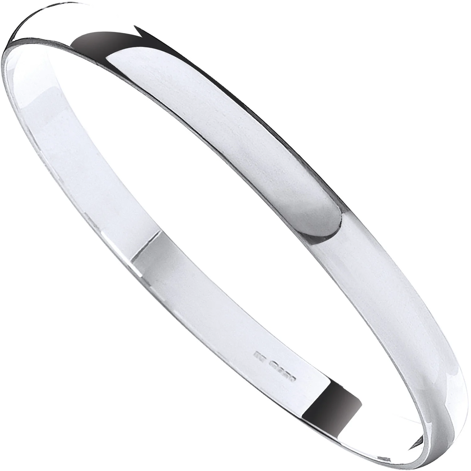 Silver 7mm D - Shaped Slave Bangle - Silver - Image 2