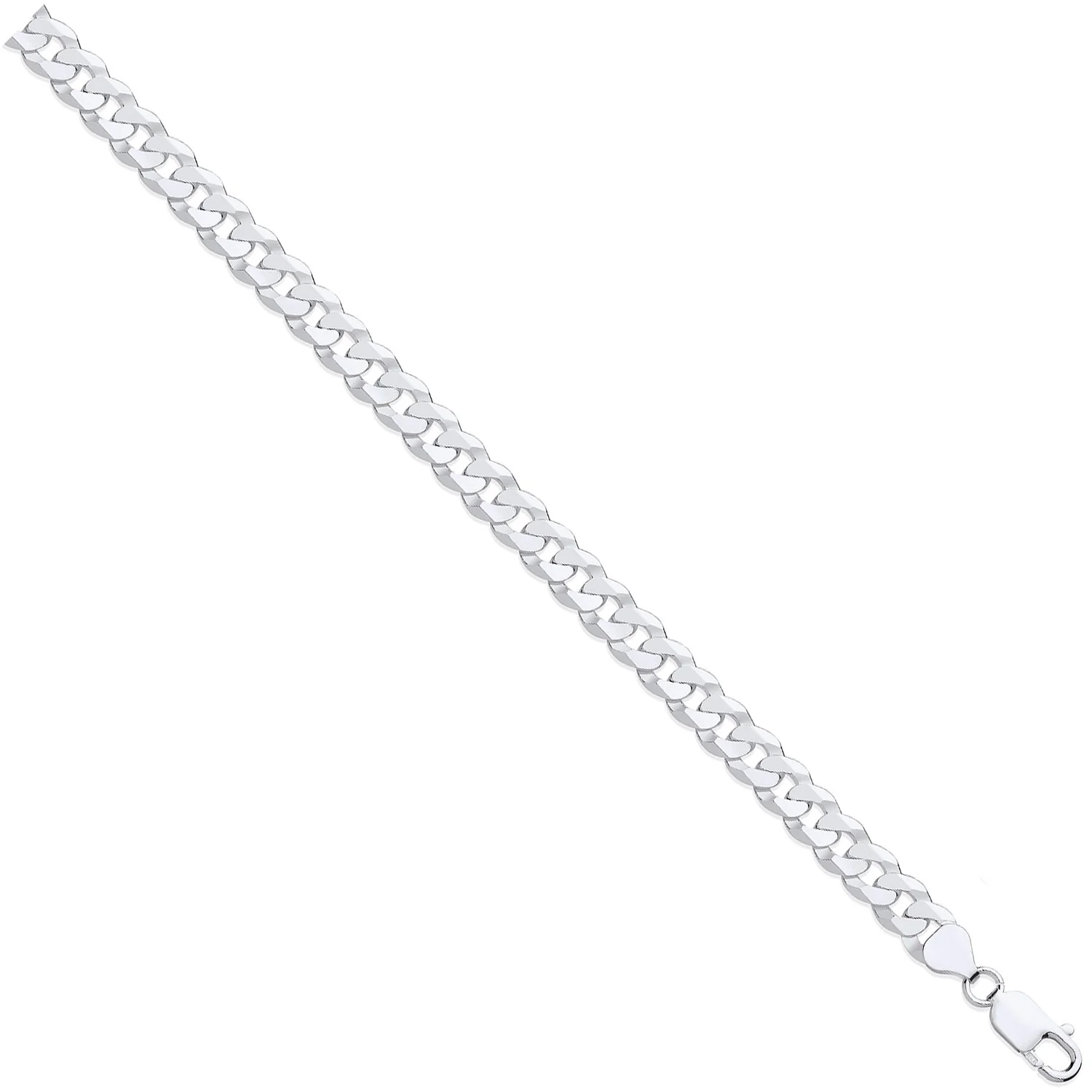 Silver 8.5mm Economy Flat Curb Chain - Silver - Image 2