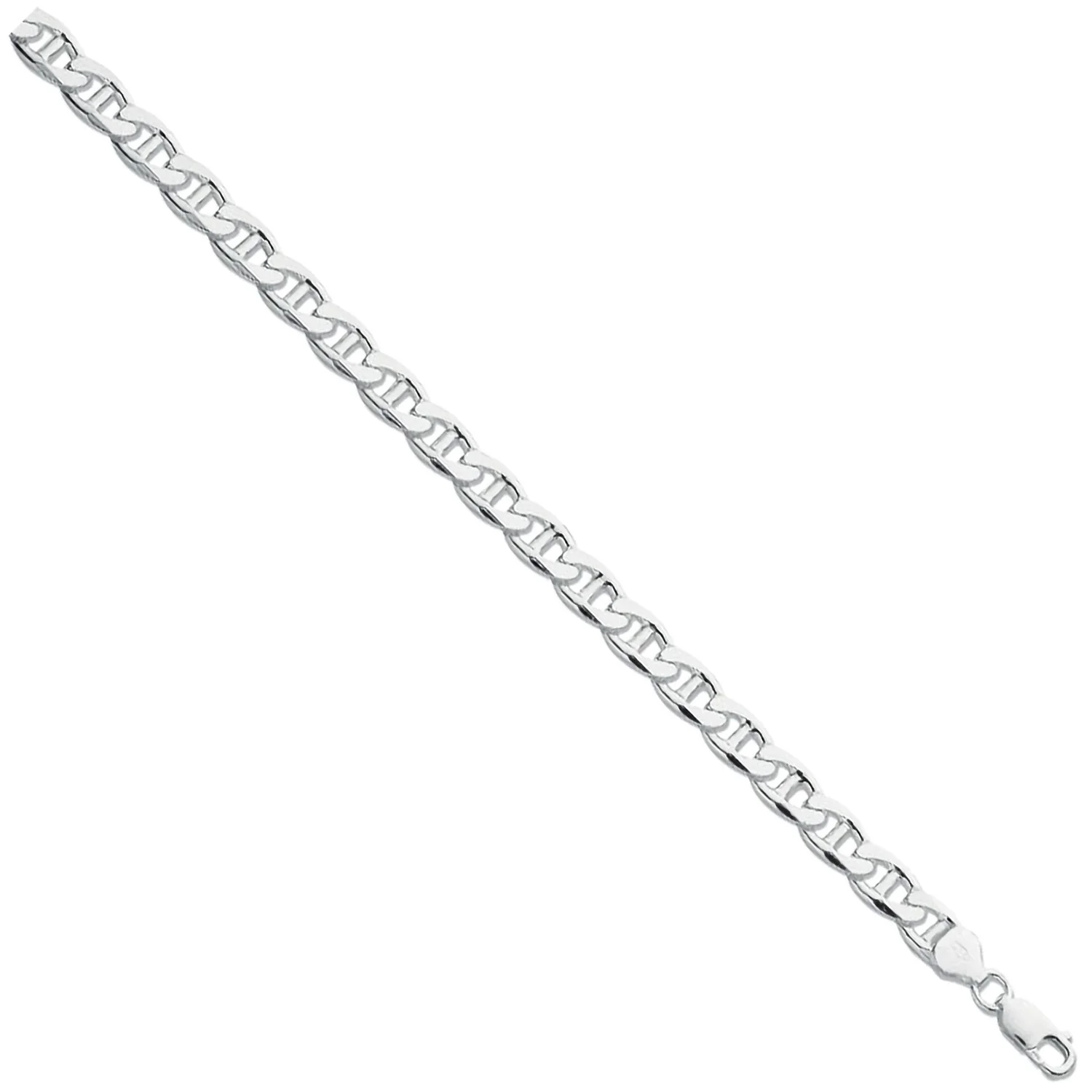 Silver 8mm Anchor Gents 8" Bracelet - Silver - Image 2