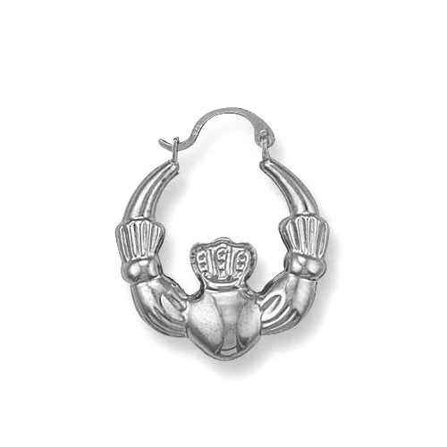 Silver Claddagh 20mm Creole Earrings - Silver - Image 2