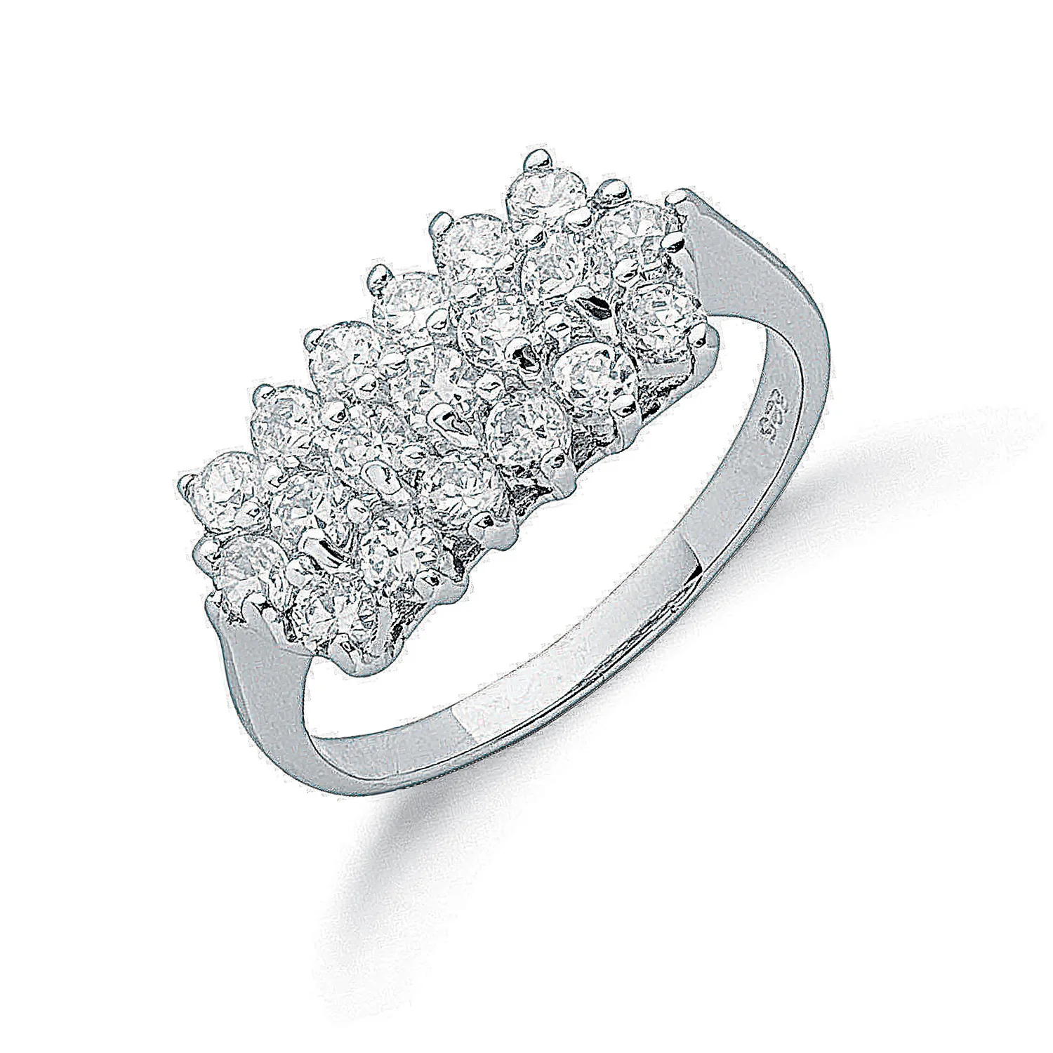 Silver Claw Set Cubic Zirconia Cluster Ring - Silver - Image 2