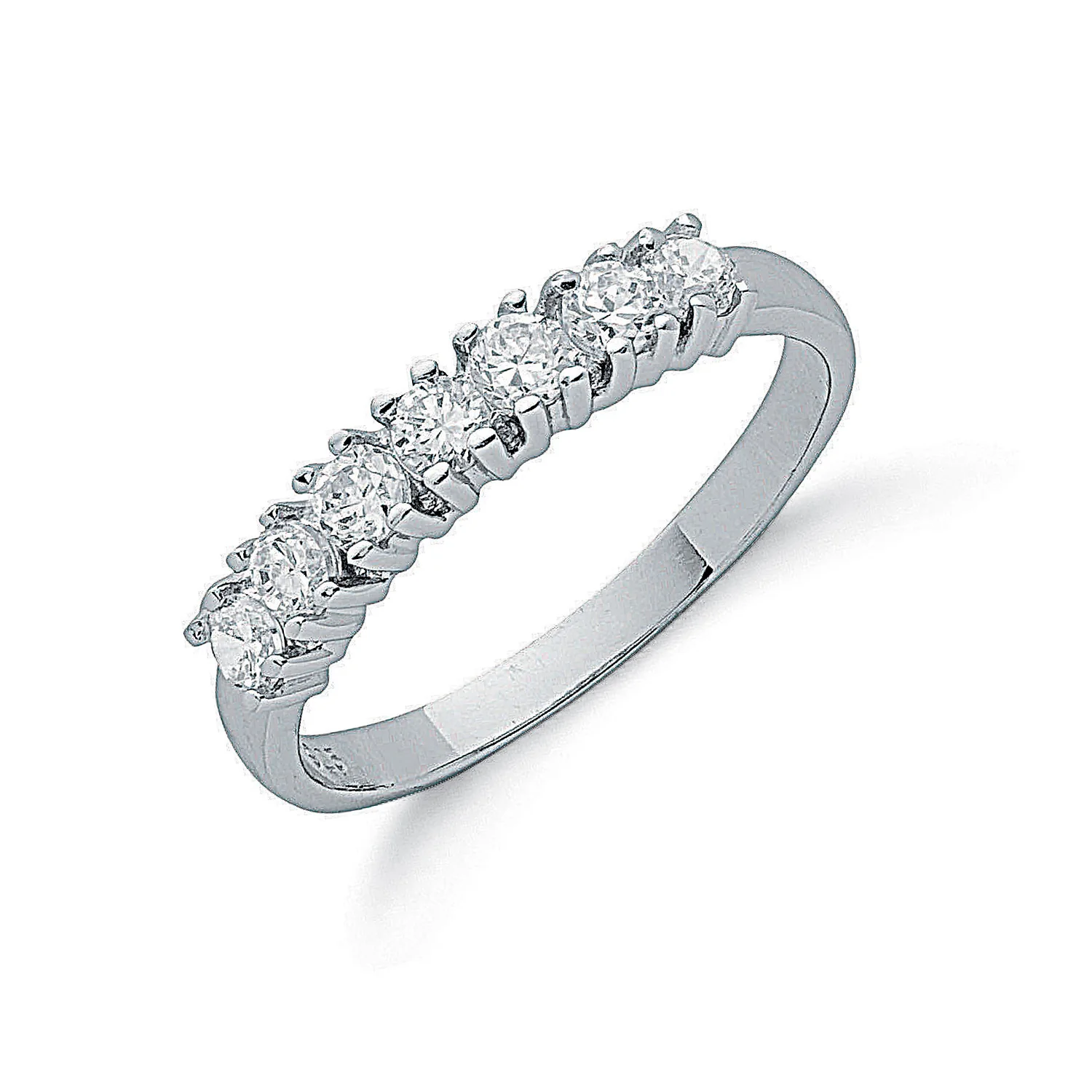 Silver Claw Set Cubic Zirconia Half Eternity Ring - Silver - Image 2