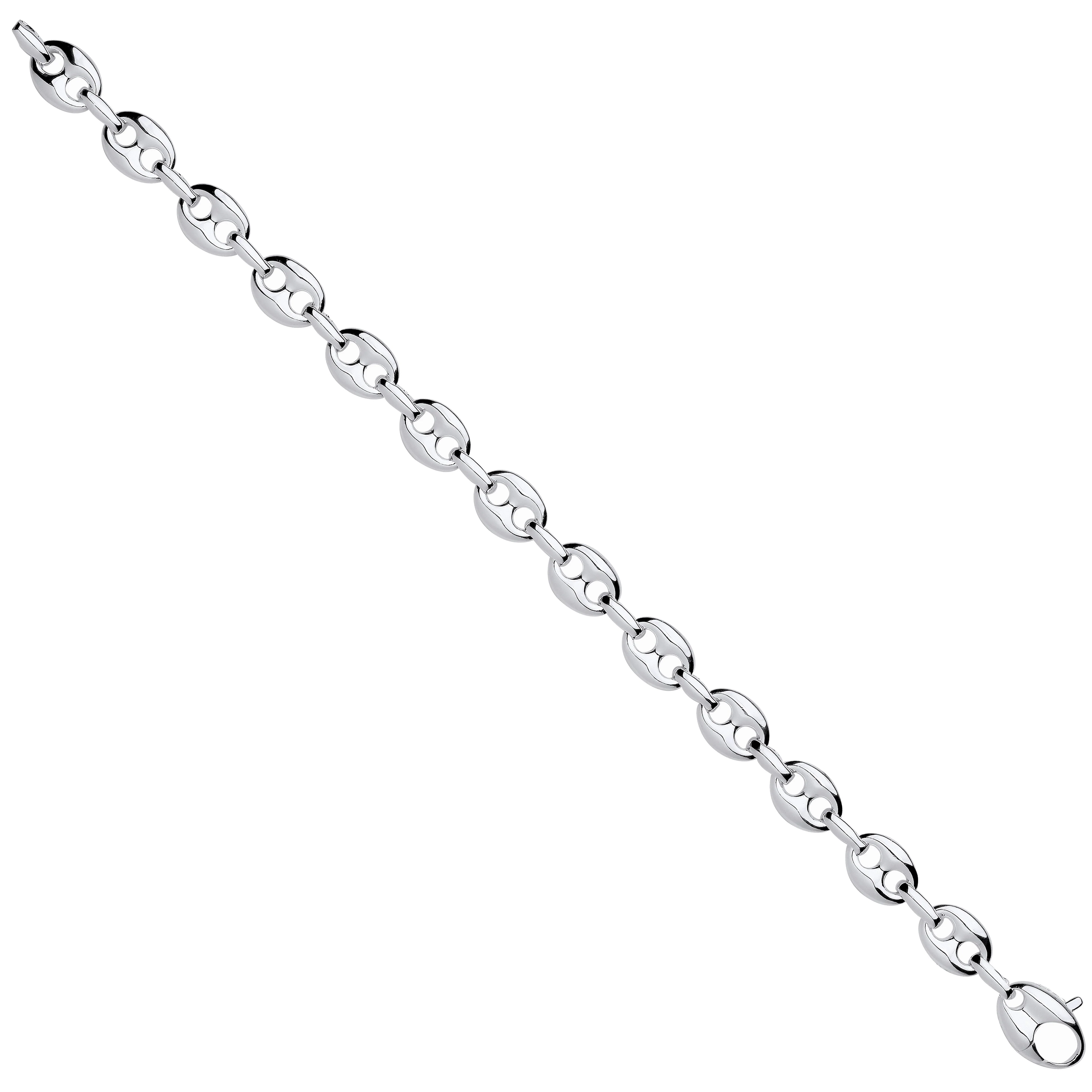 Silver Coffee Bean Link Gents Bracelet - Silver - Image 2