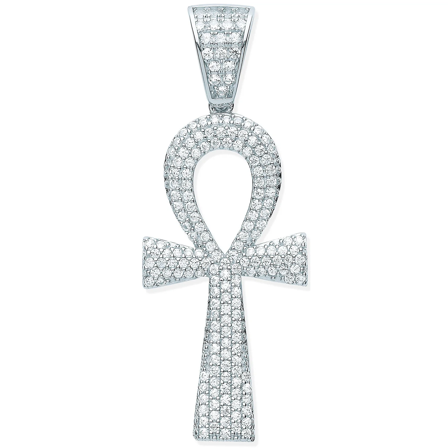 Silver Cubic Zirconia Ankh Cross - Key of Life - Silver - Image 2