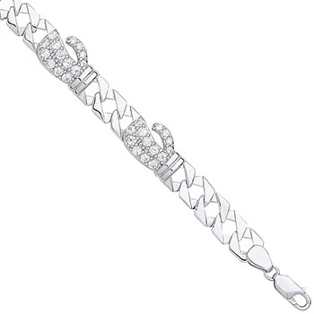 Silver Cubic Zirconia Boxing Gloves Baby Bracelet - Silver - Image 2