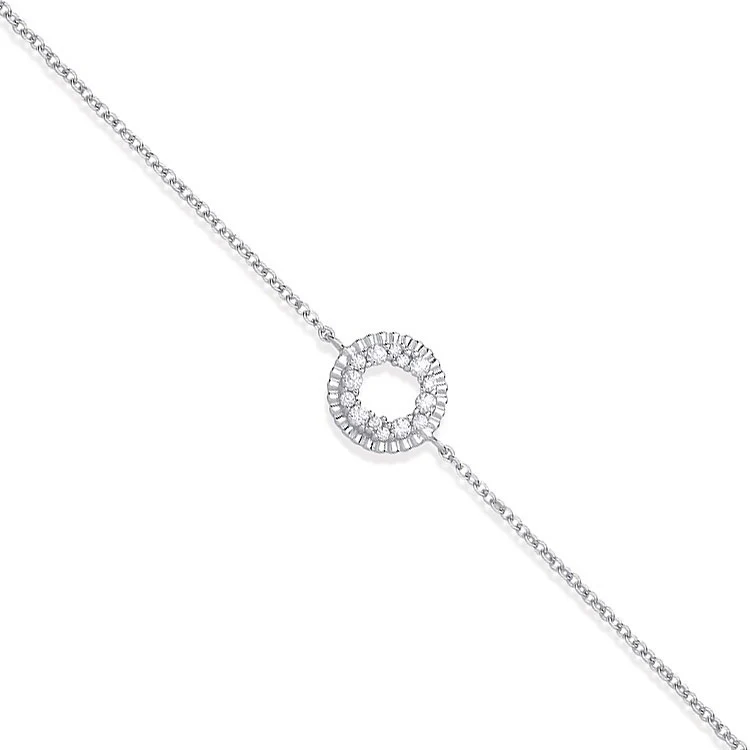 Silver Cubic Zirconia Circle of Life Ladies Bracelet - Silver