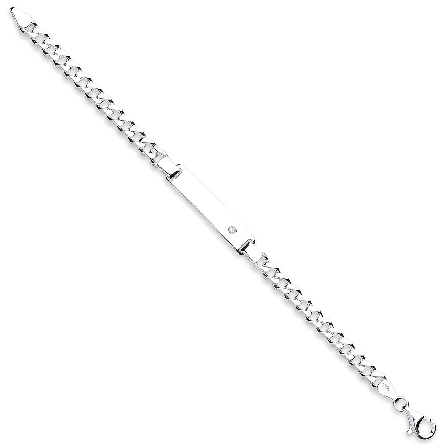 Silver Cubic Zirconia ID Ladies 7" Bracelet - Silver - Image 2