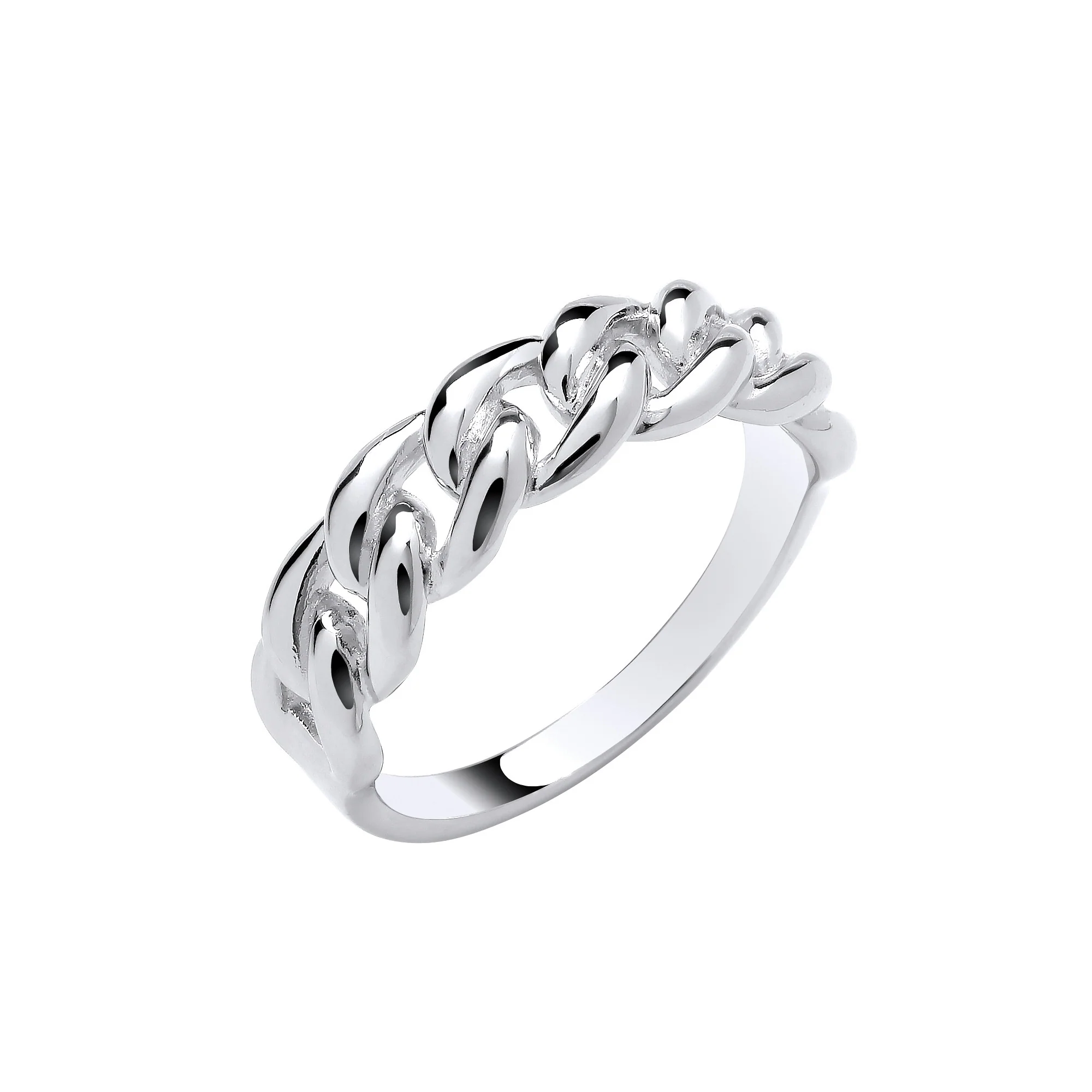 Silver Curb Chain Link Ring - Silver - Image 2