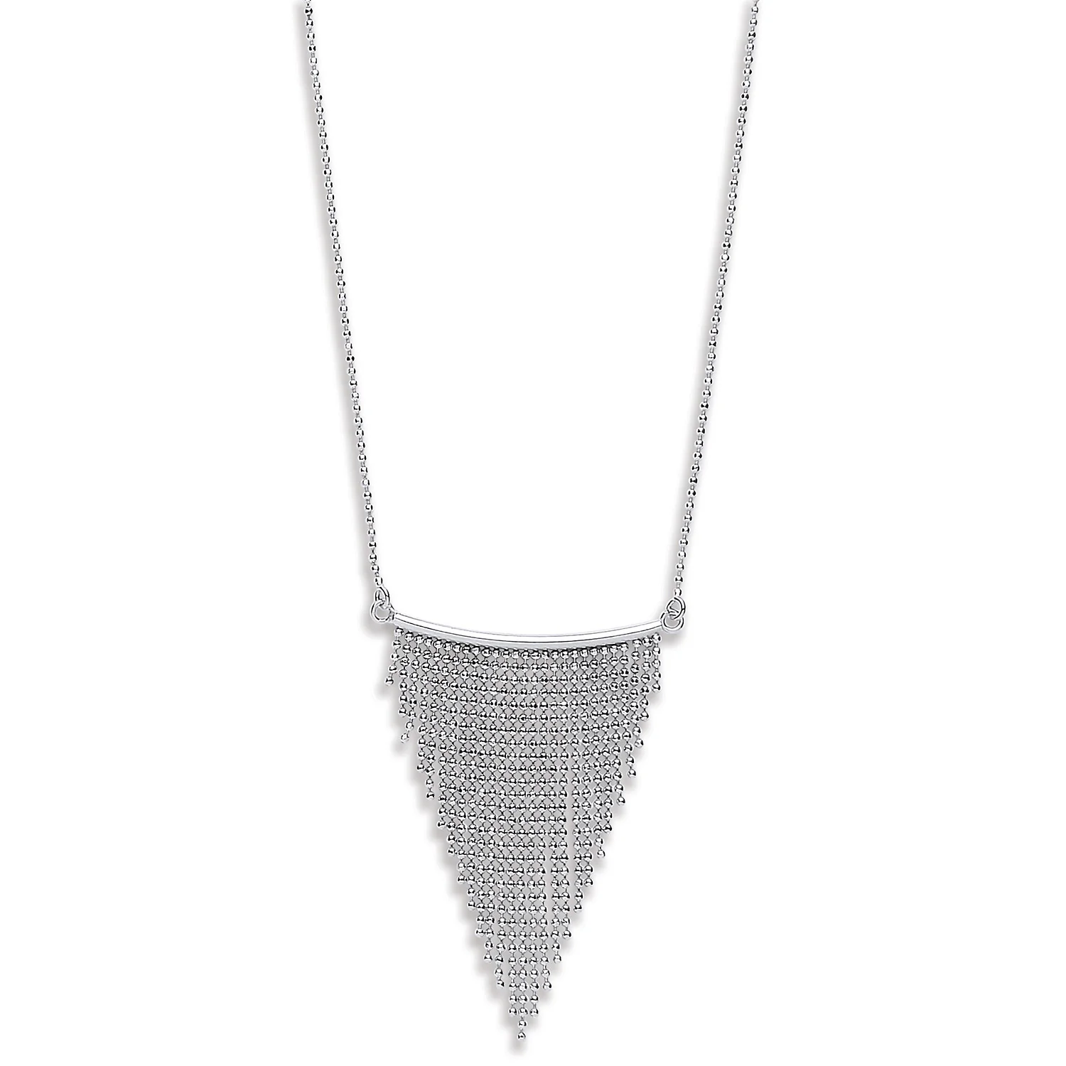 Silver Curtain Graduated Tassel Neckalce - Silver - Image 2