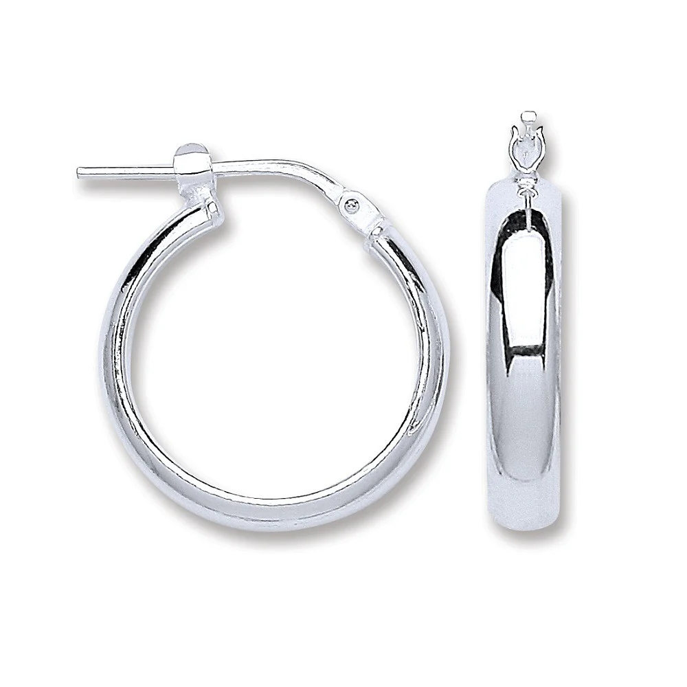 Silver D-Shape Wedds Hoop Earrings - Silver - Image 2