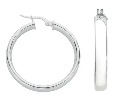 Silver D Shaped Hoop Earrings - Silver - Image 2