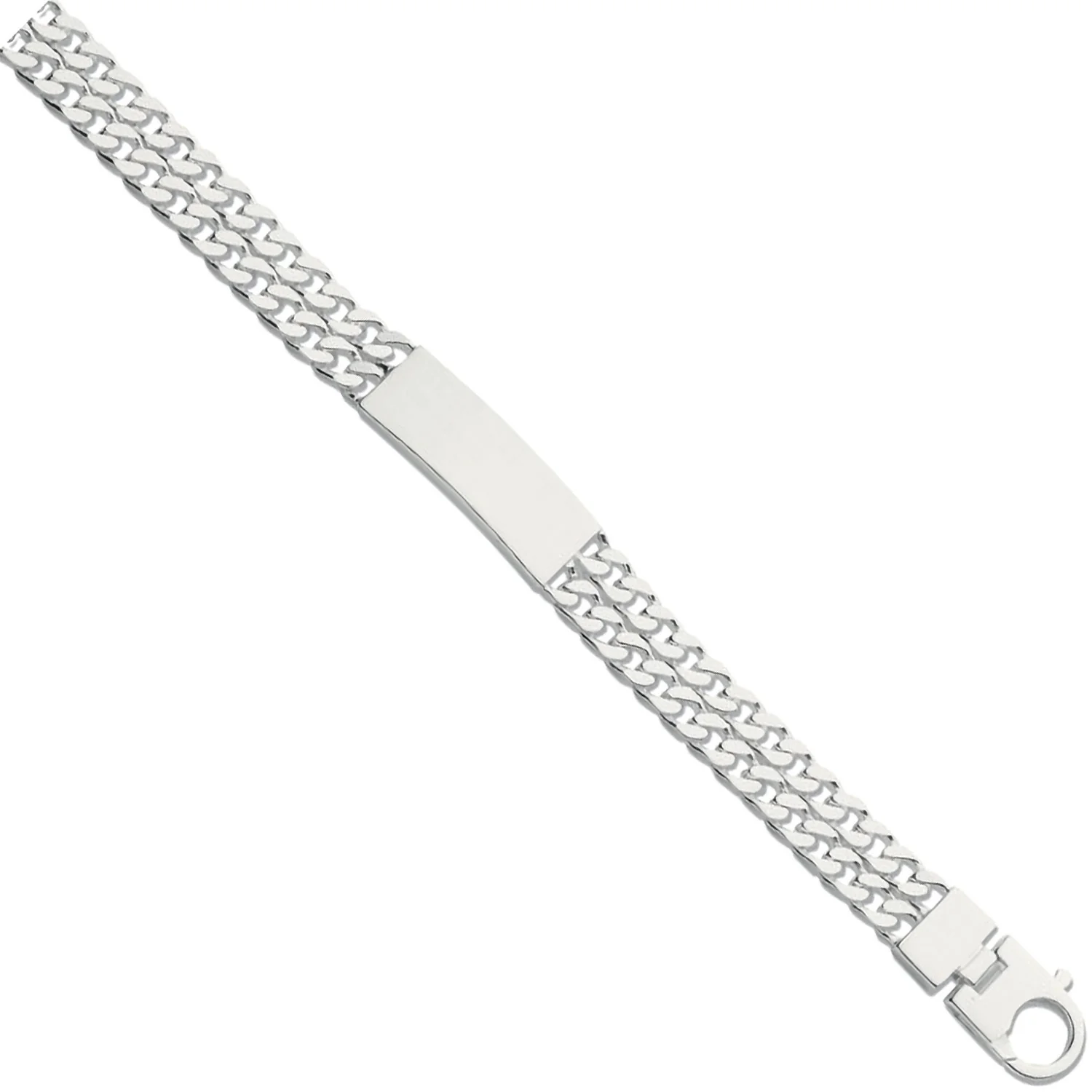 Silver Double Curb Link ID Gents 8" Bracelet - Silver - Image 2
