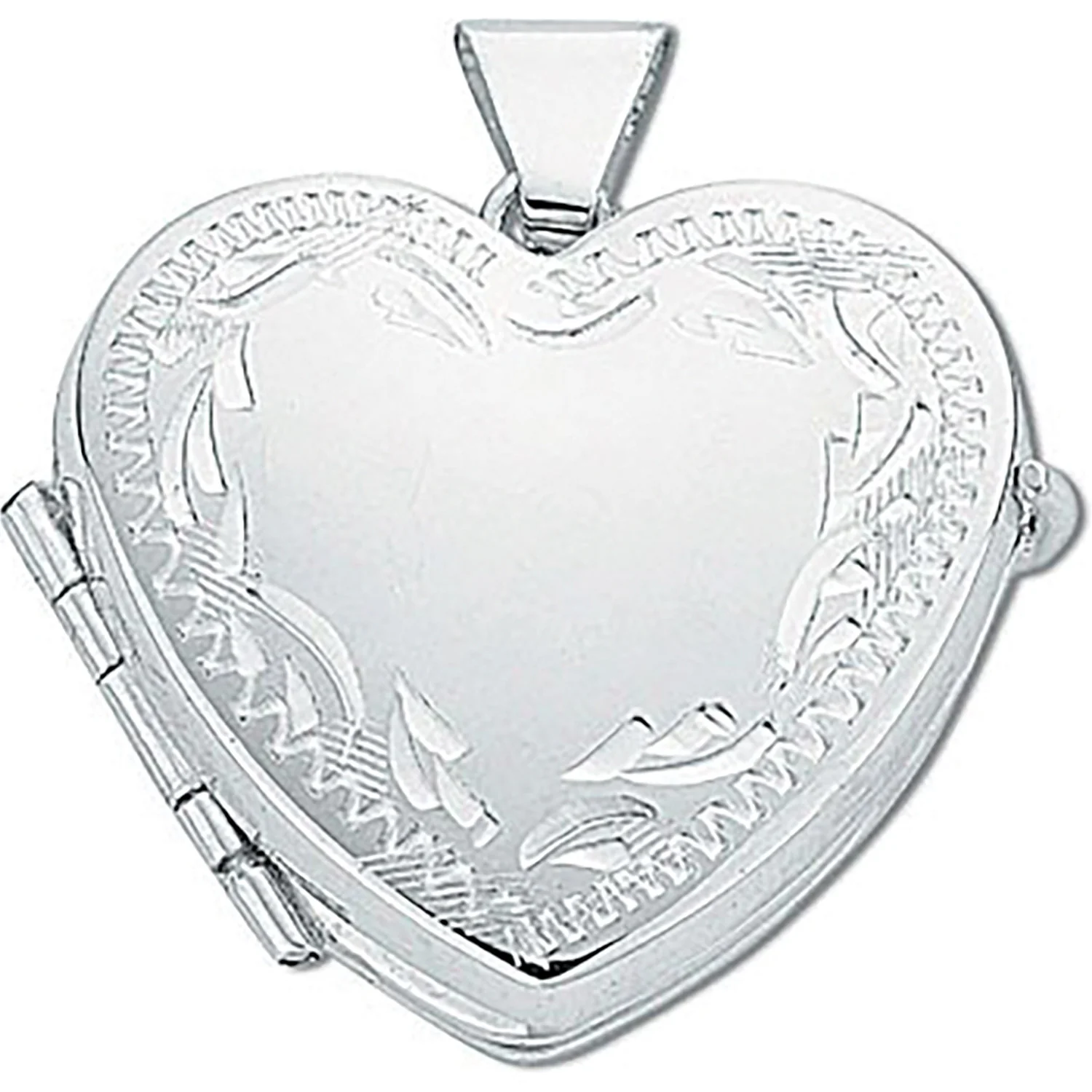 Silver Engraved Heart Shaped Family Locket - Silver - Image 2