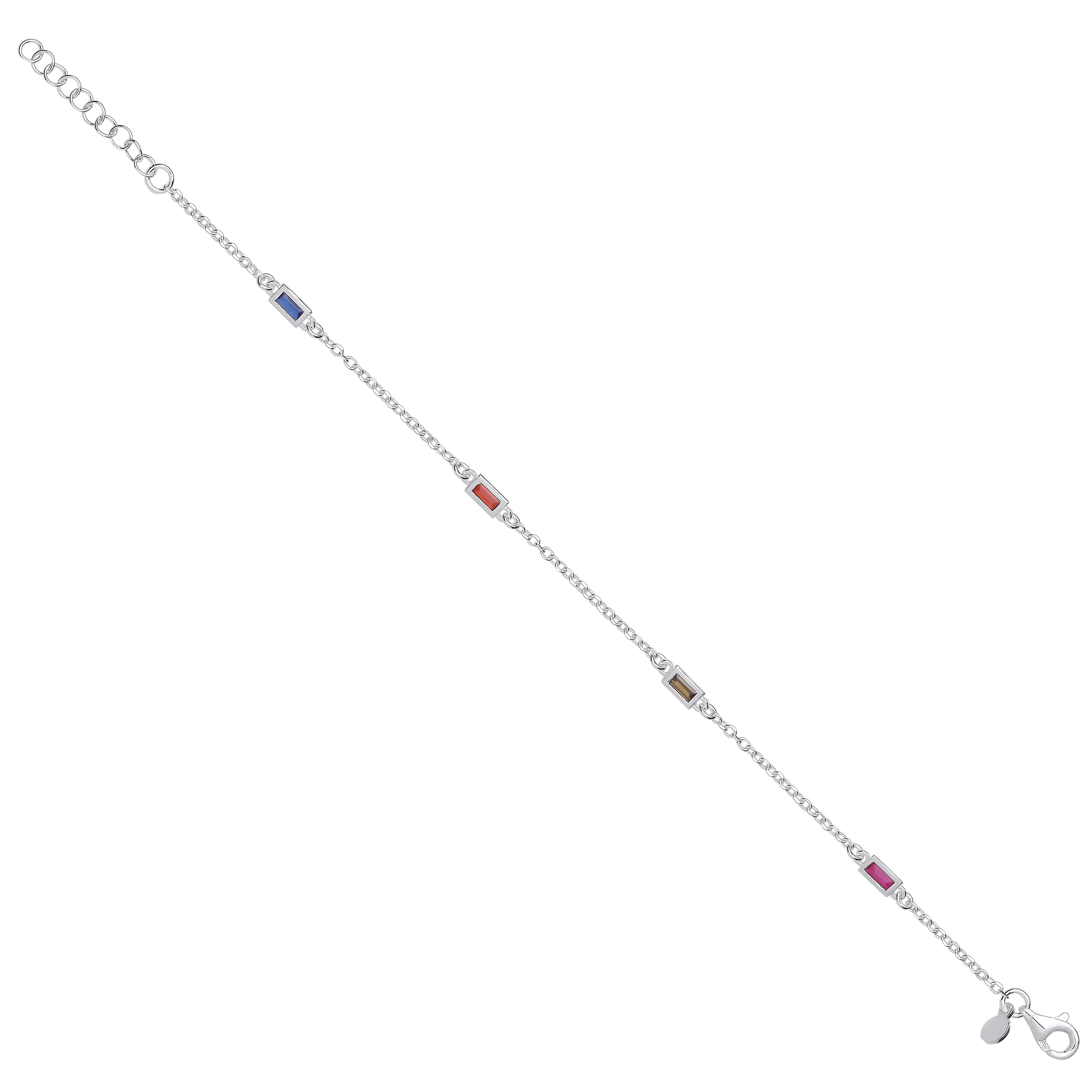 Silver Five Colour Cubic Zirconias Necklace /Bracelet - Silver - Image 2