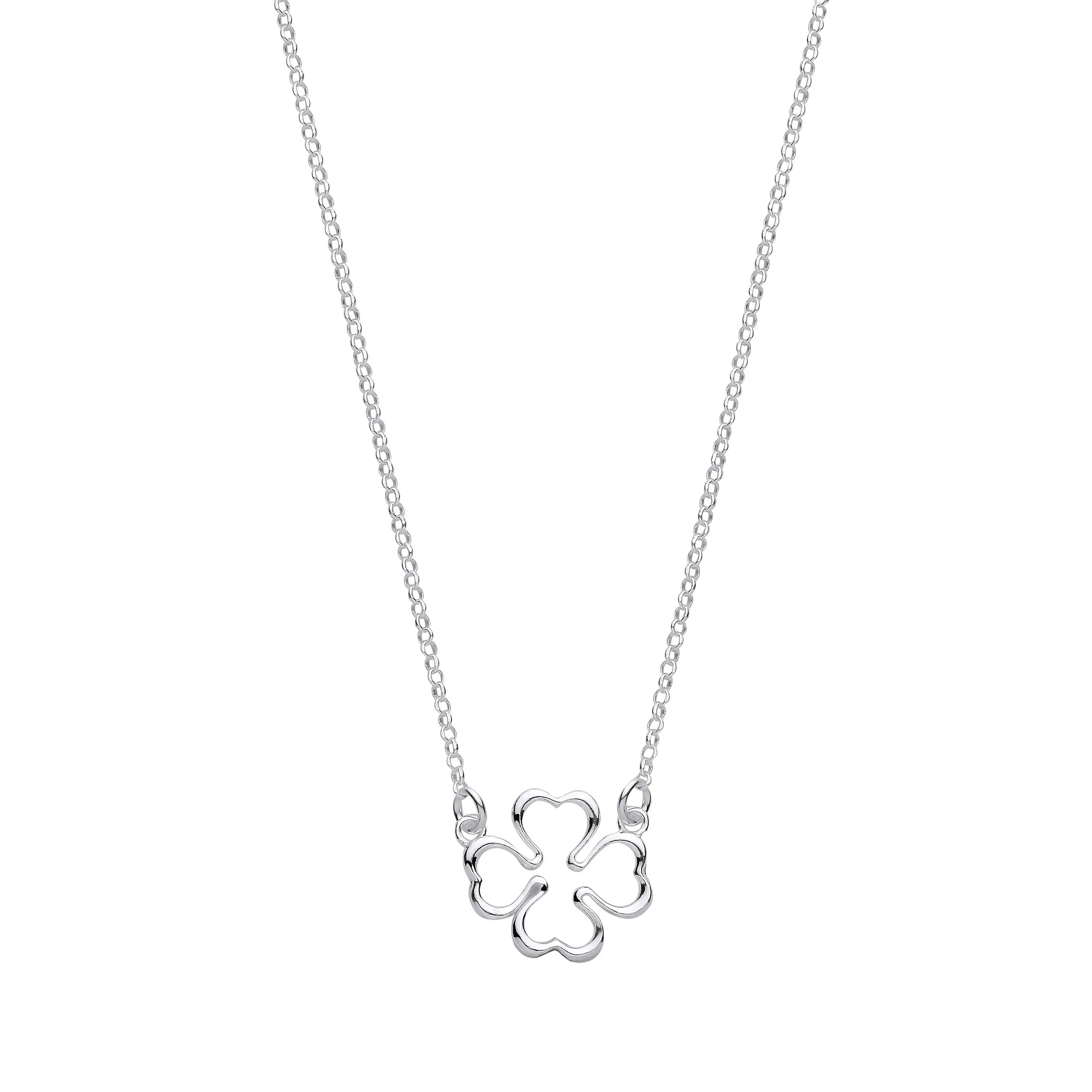 Silver Four Leaf Clover Pendant Chain - Silver - Image 2