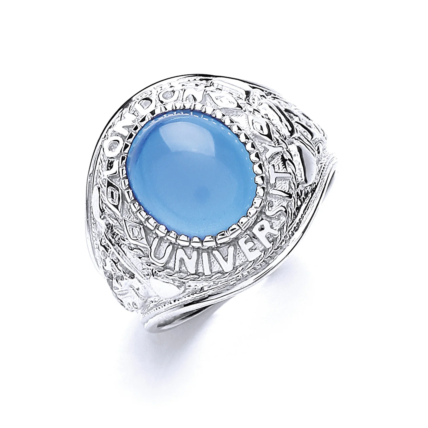 Silver Gents Blue Stone College Ring - Silver - Image 2