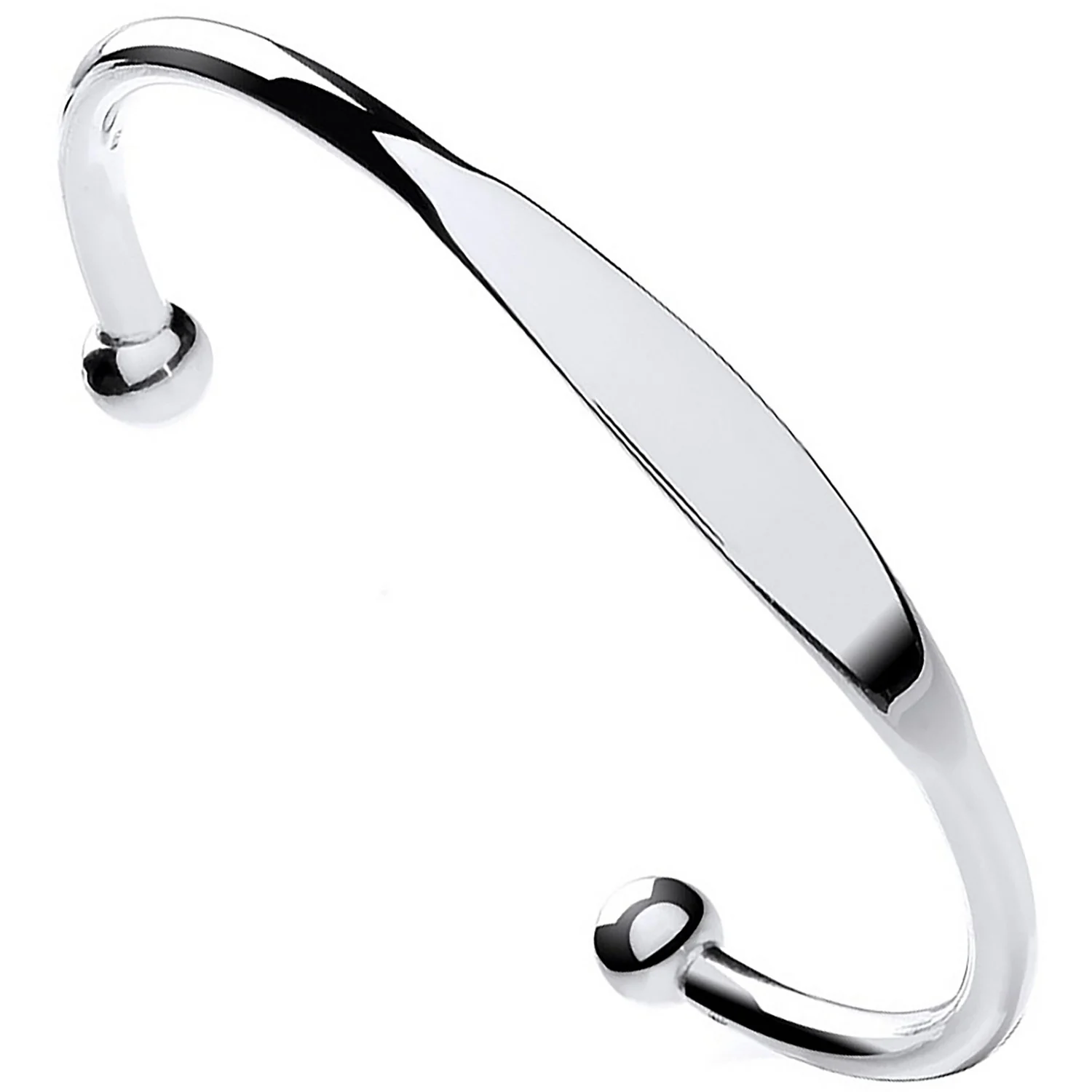 Silver Gents Solid Torque Bangle with ID plate - Silver - Image 2
